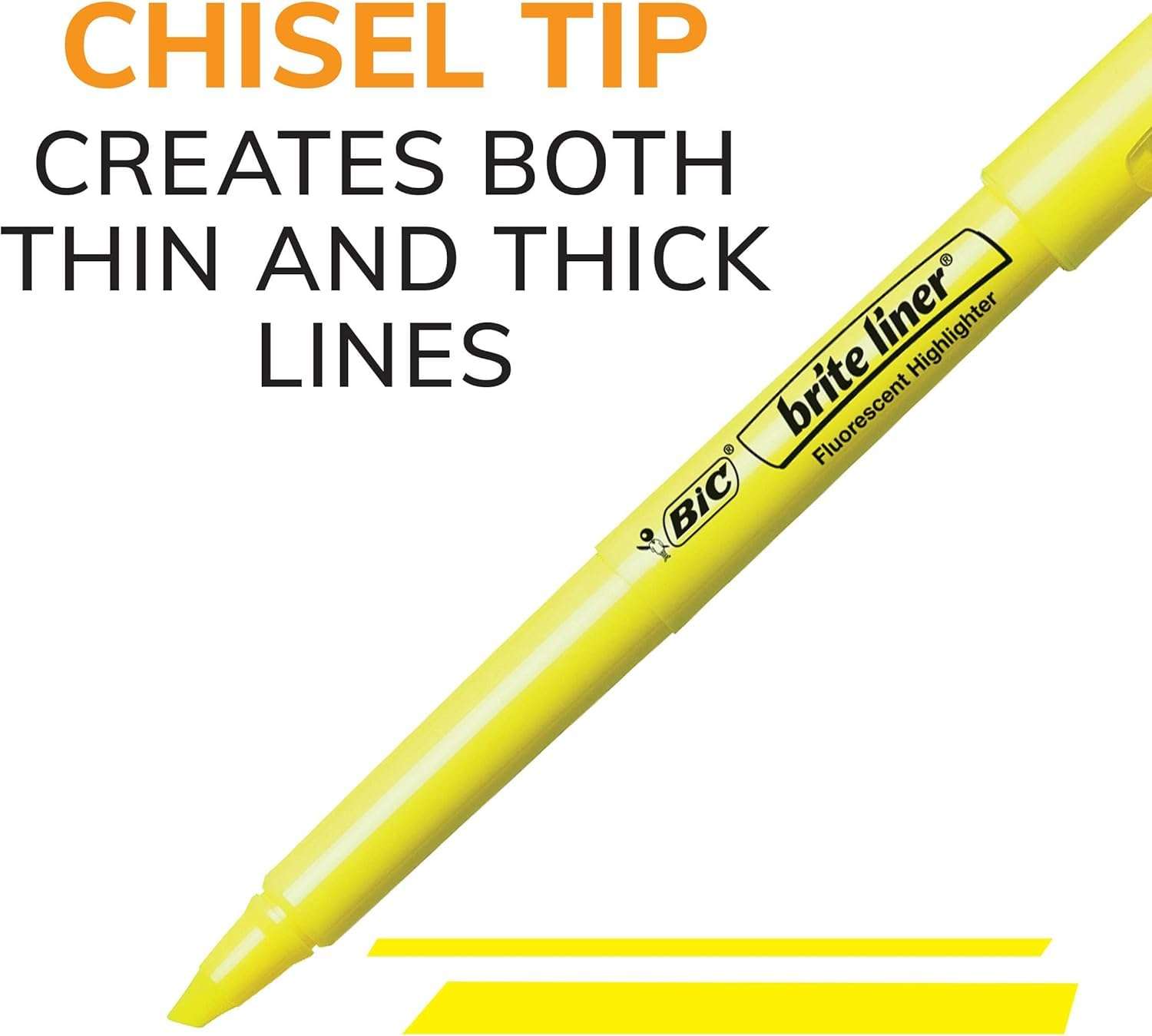 BIC Brite Liner Highlighters, Chisel Tip, 12-Count Pack of Highlighters Assorted Colors, Ideal Highlighter Set for Organizing and Coloring - Image 4