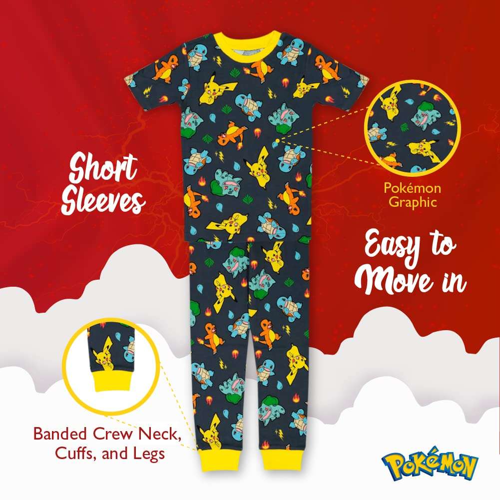 Pokémon Boys' 6-Piece Snug-fit Cotton Pajama Set, Soft & Cute for Kids - Image 7
