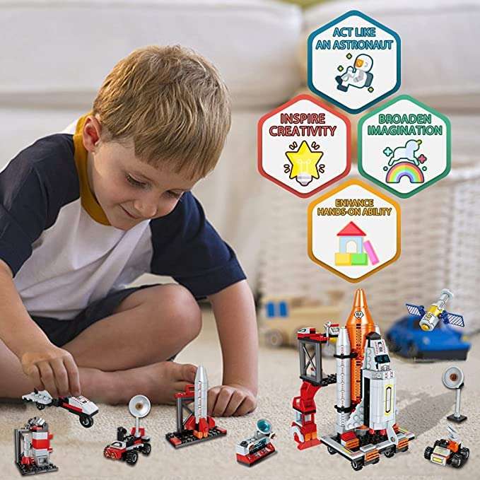Space Exploration Shuttle Toys for 6 7 8 9 10 11 12 Year Old Boys 12-in-1 STEM Aerospace Building Kit Toy with Heavy Transport Rocket and Launcher Best Gifts for 6-12 Year Old Boys (566 PCS) - Image 6