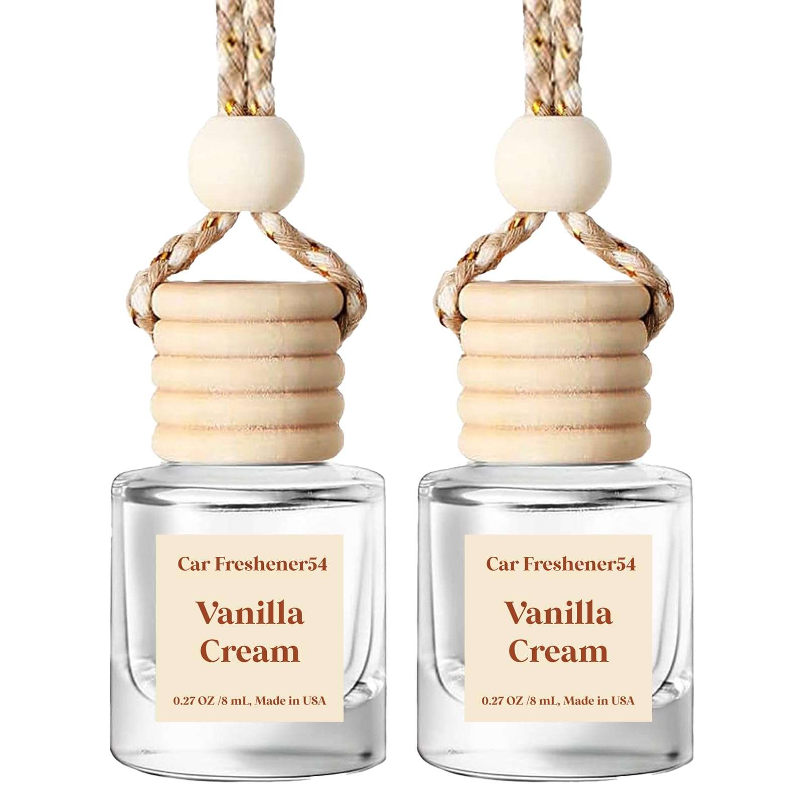 HoogaLife Car Air Freshener Diffuser 2 Pack Hanging Air Freshener Diffuser - Vanilla Cream Fragrance Oil Air D iffuser for Car, 45+ days Long Lasting Fragrance Made in USA C ar Air Fresheners (V54) - Image 1