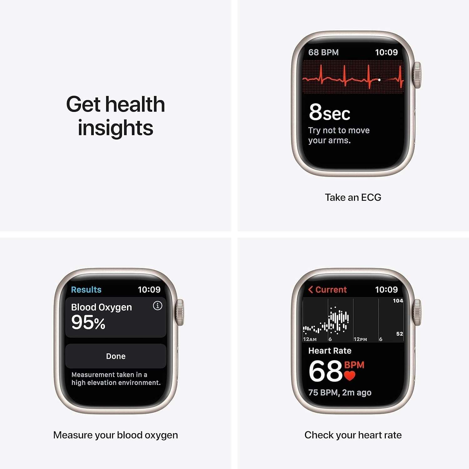 Apple Watch Series 7 (GPS, 41mm) Starlight Aluminum Case with Starlight Sport Band, Regular (Renewed) - Image 5