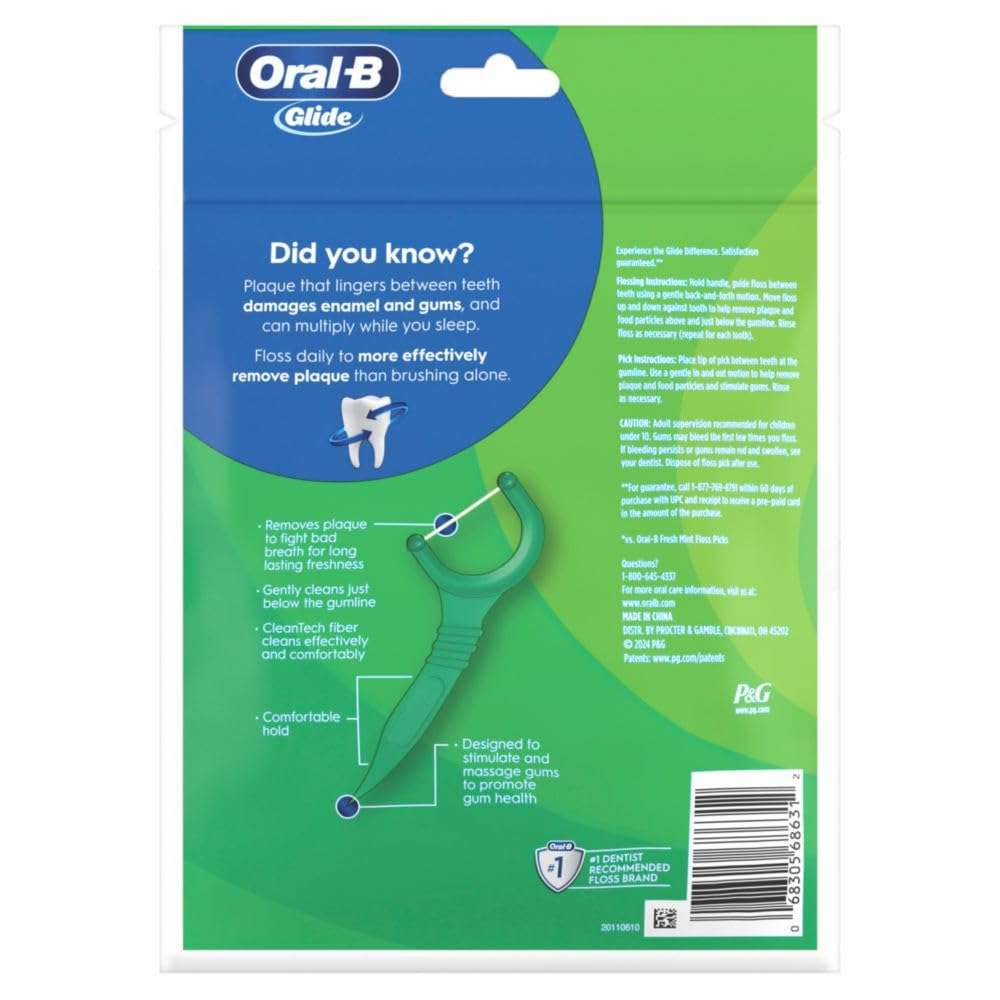 Oral-B Glide Mint Dental Floss Picks with Long Lasting Scope Flavor, 3 Pack of 75 Picks (225 Total) - Image 8