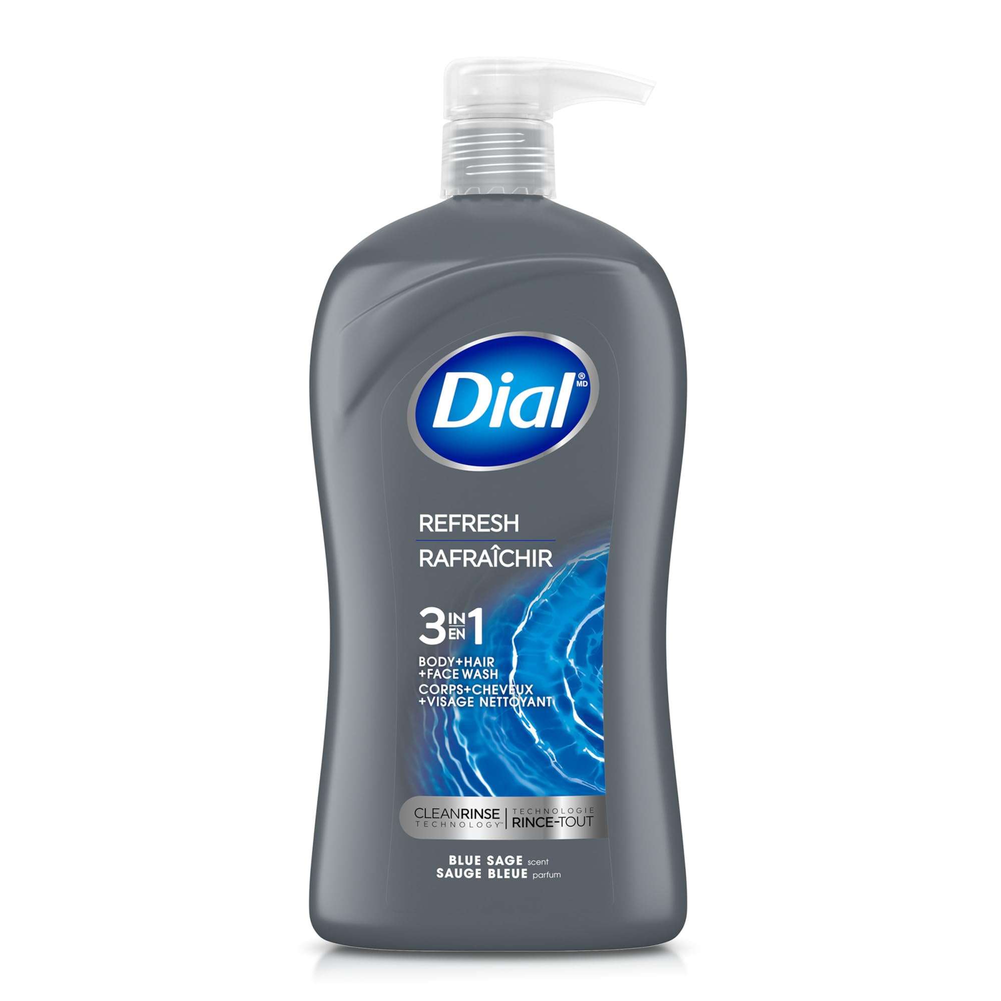 Dial Men 3in1 Body, Hair and Face Wash, Hydro Fresh, 32 fl oz - Image 1