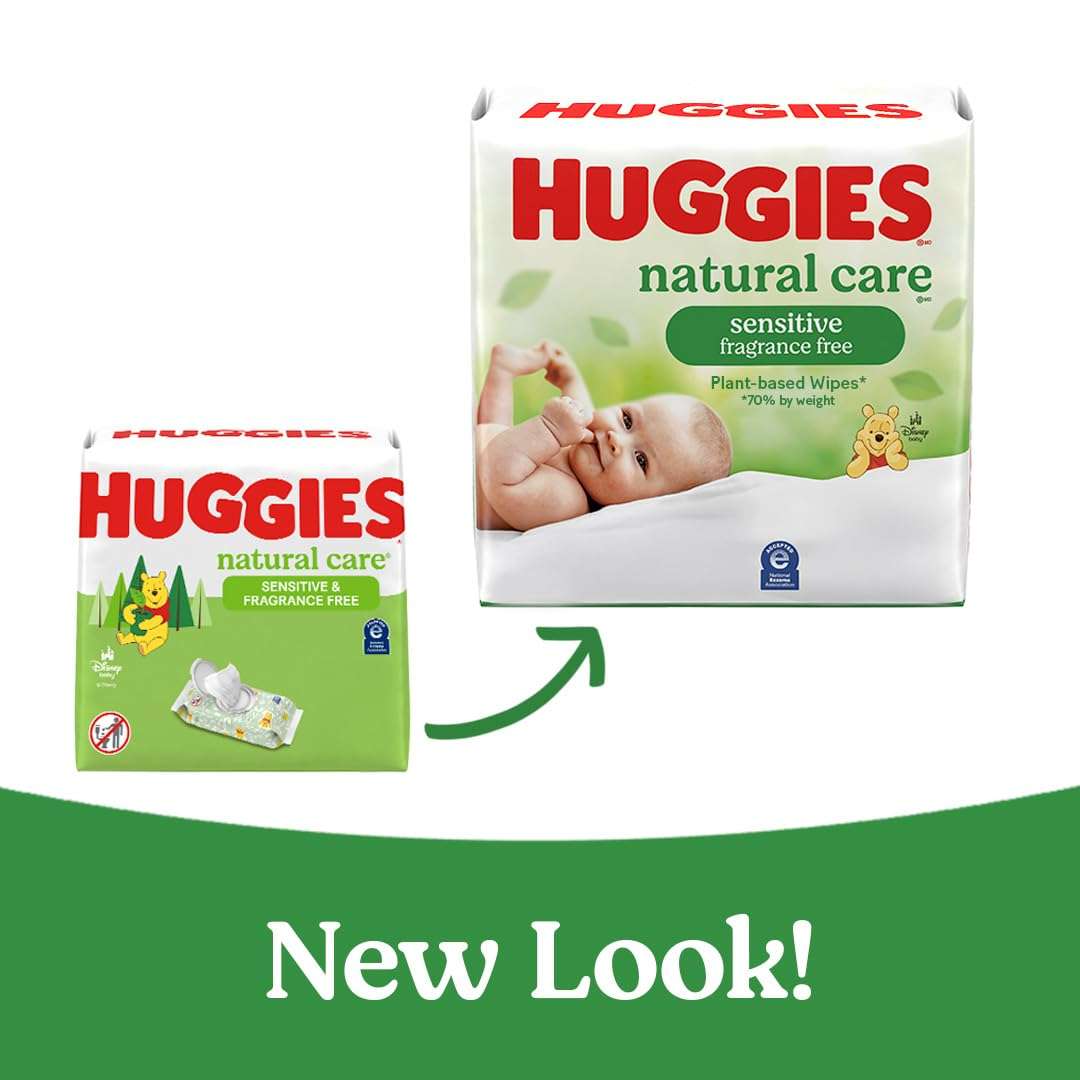 Huggies Natural Care Sensitive Baby Wipes, Unscented, Hypoallergenic, 99% Purified Water, 10 Flip-Top Packs (560 Wipes Total) - Image 2