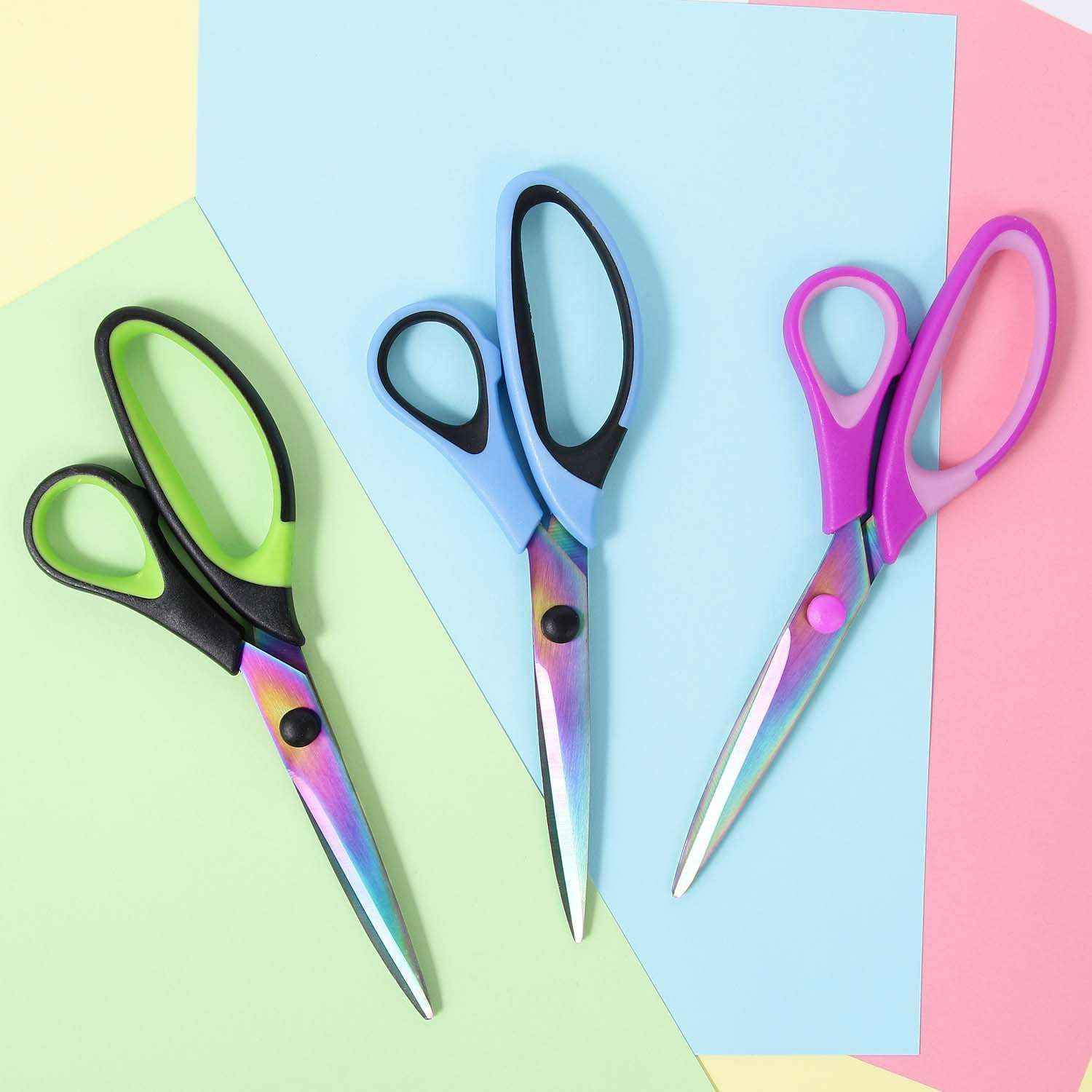 8.5" All-Purpose Scissors, 3-Pack Bulk Ultra Sharp Blade Shears, Comfort-Grip Sturdy Scissors for School, Office, Home, Sewing, Fabric, Craft Supplies, Right/Left Handed - Image 5