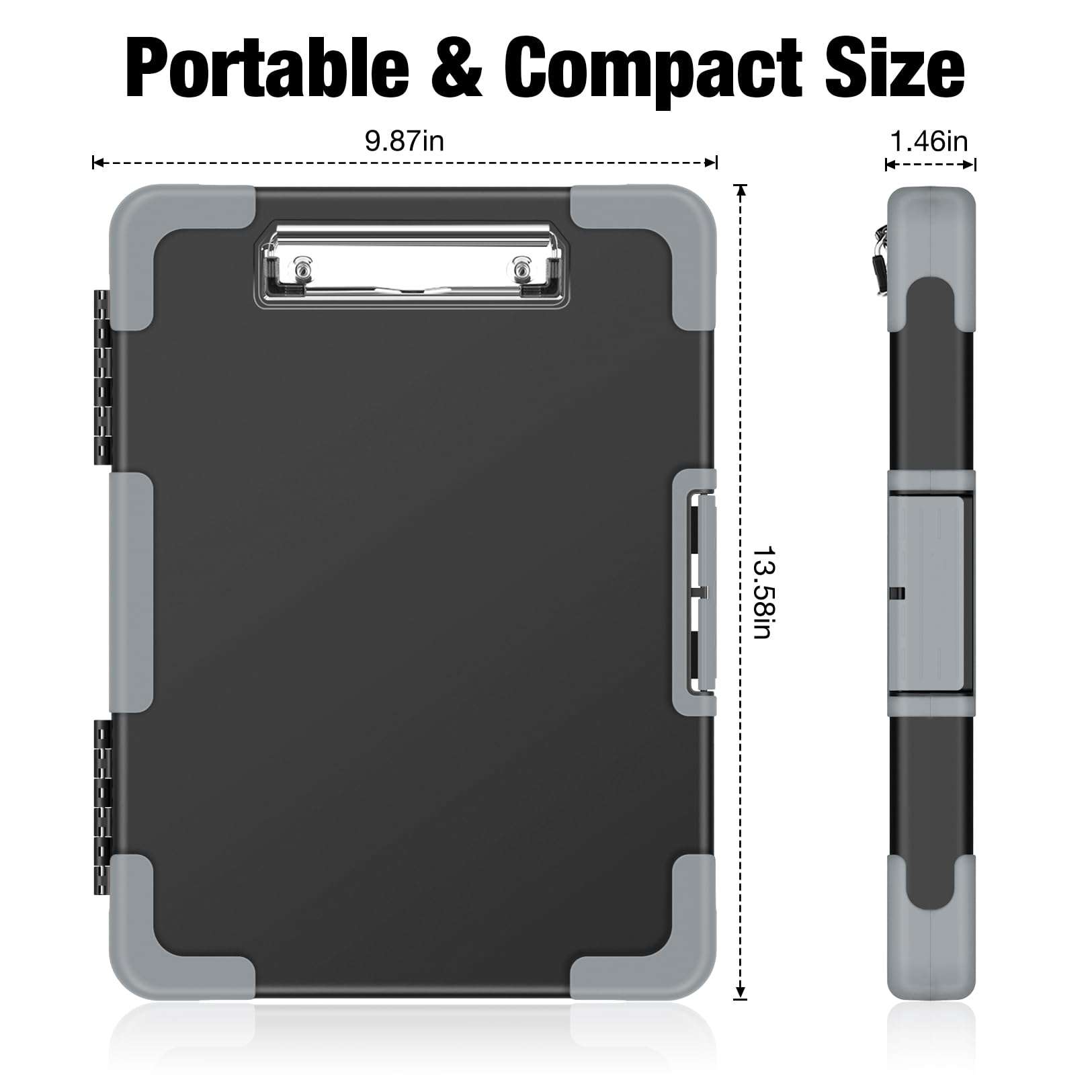 Sooez Toughest Clipboard with Storage, Internal Pen Pouch Included, Letter/ A4 Size, Shockproof Heavy Duty Plastic Clip Boards 8.5x11”, High Capacity Clipboards Box Case for Contractor Trucker Driver - Image 2