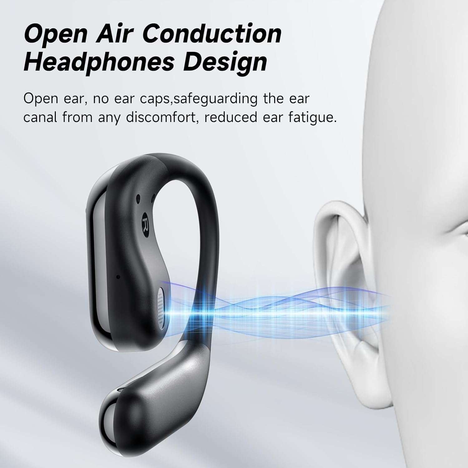 Open Ear Bone Conduction Bluetooth 5.4 Headphones,Wireless Earbuds Built-in Mic Sport Over Earphones with Comfort Ear Hooks LED Display Charging Case,Waterproof IPX7 Headset for Running Fitness,Black1 - Image 8