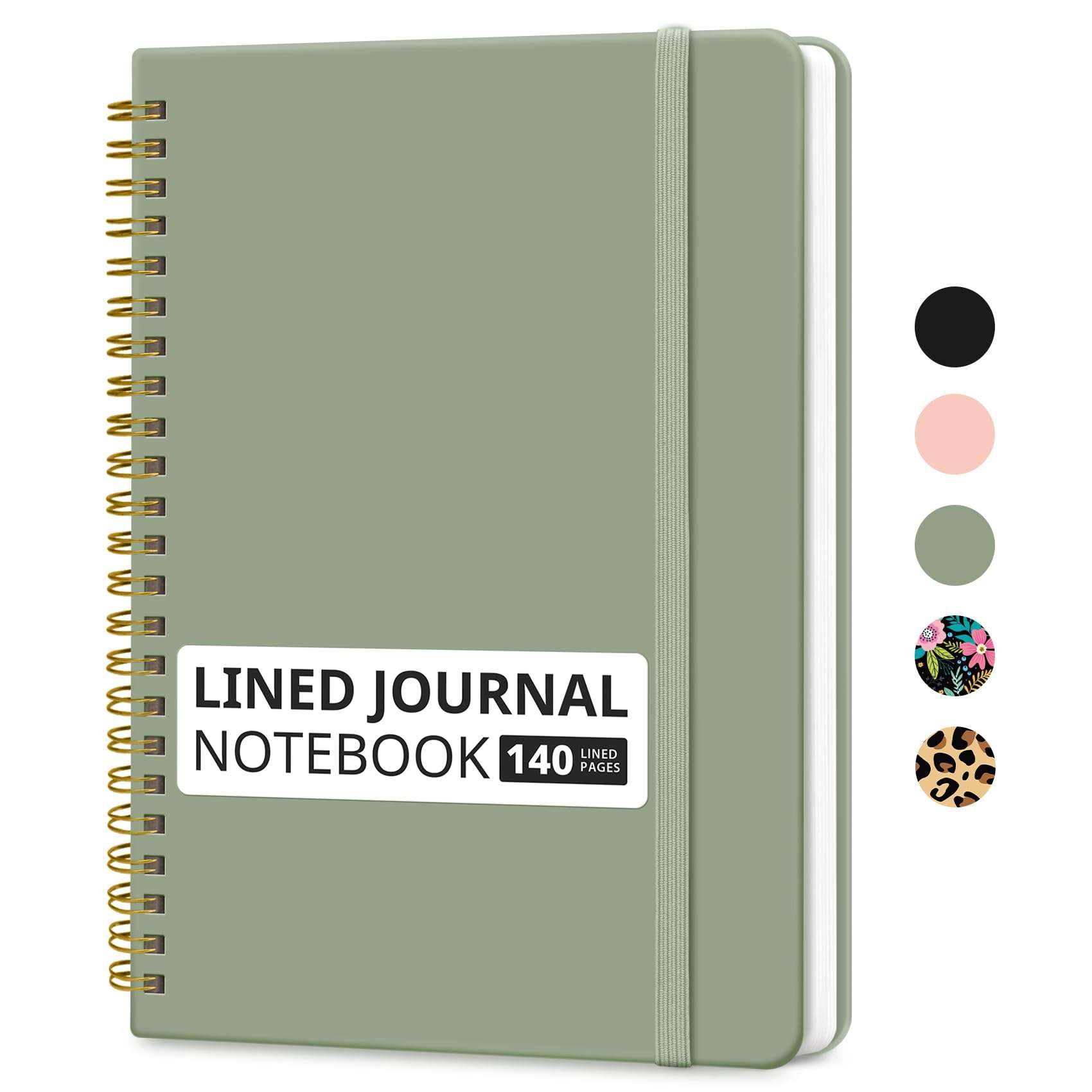 Lined Spiral Journal Notebook for Women & Men, 140 Pages, College Ruled Hardcover Notebook for Work & Note Taking, Journals for Writing, A5(6"x8") - Green - Image 1