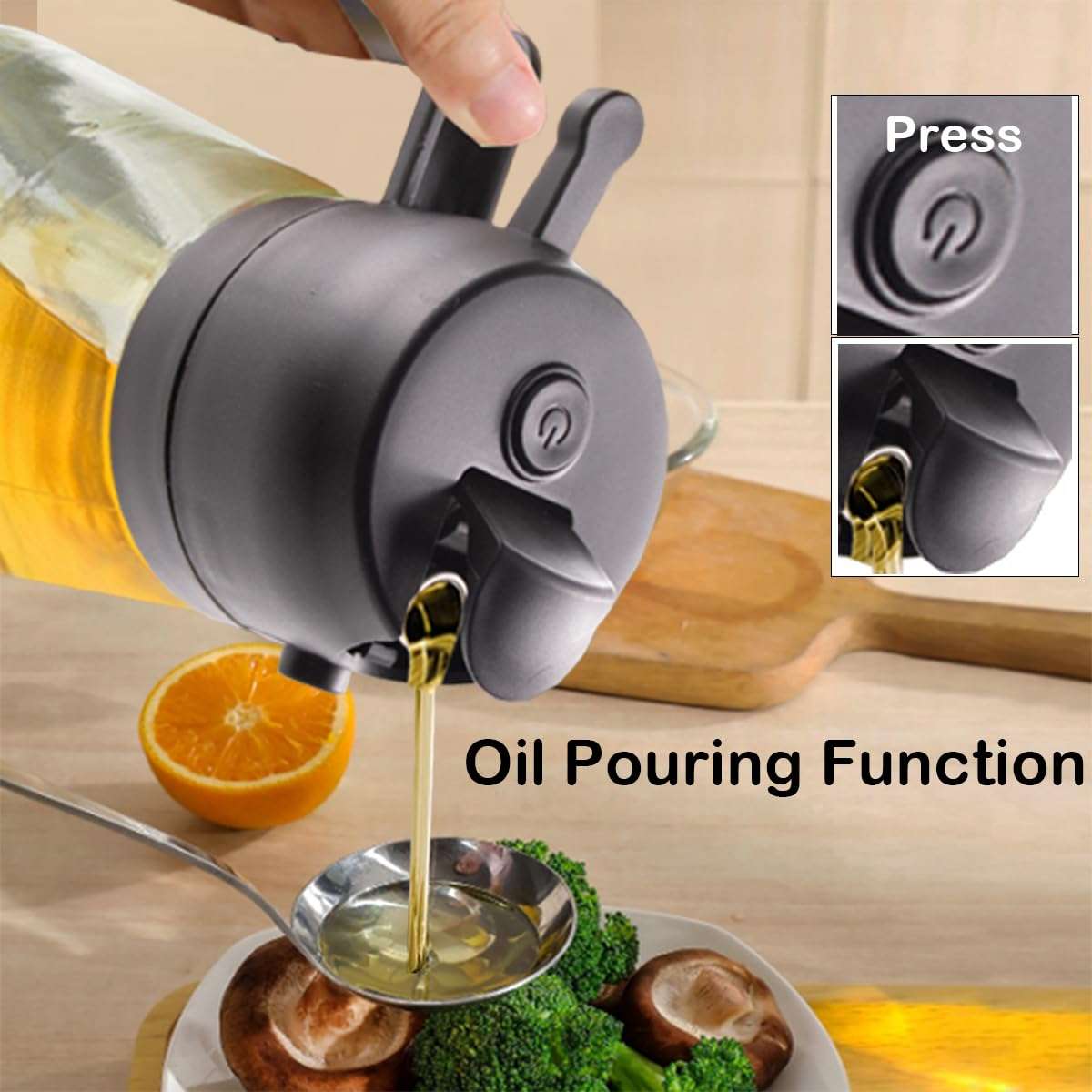 RFetomax Oil Sprayer for Cooking-2 in 1 Olive Oil Dispenser, 16oz/470ml Oil Dispenser Bottle for Air Fryer, BBQ,Salad, Frying, Barbecue (Black) - Image 4