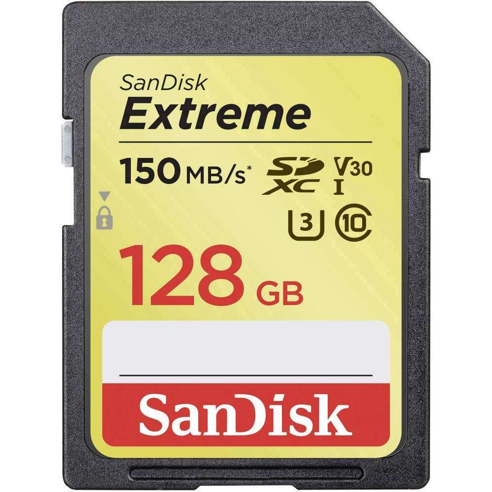SanDisk 128GB Extreme SDXC UHS-I Memory Card - 150MB/s, C10, U3, V30, 4K UHD, SD Card - SDSDXV5-128G-GNCIN - Image 1