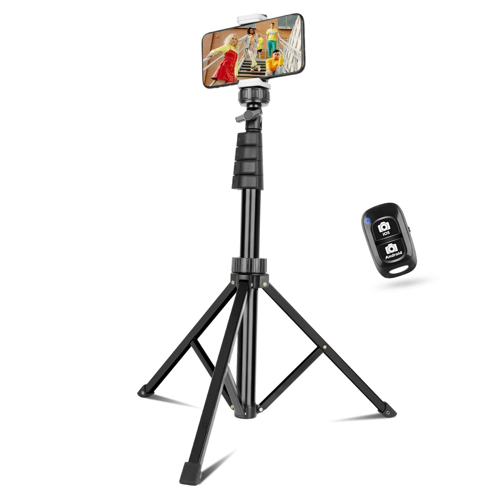Sensyne 67" Phone-Tripod, Extendable Cell Phone Tripod Stand & Selfie Stick with Wireless Remote and Phone Holder, Compatible with iPhone Android Phone, Camera - Image 1