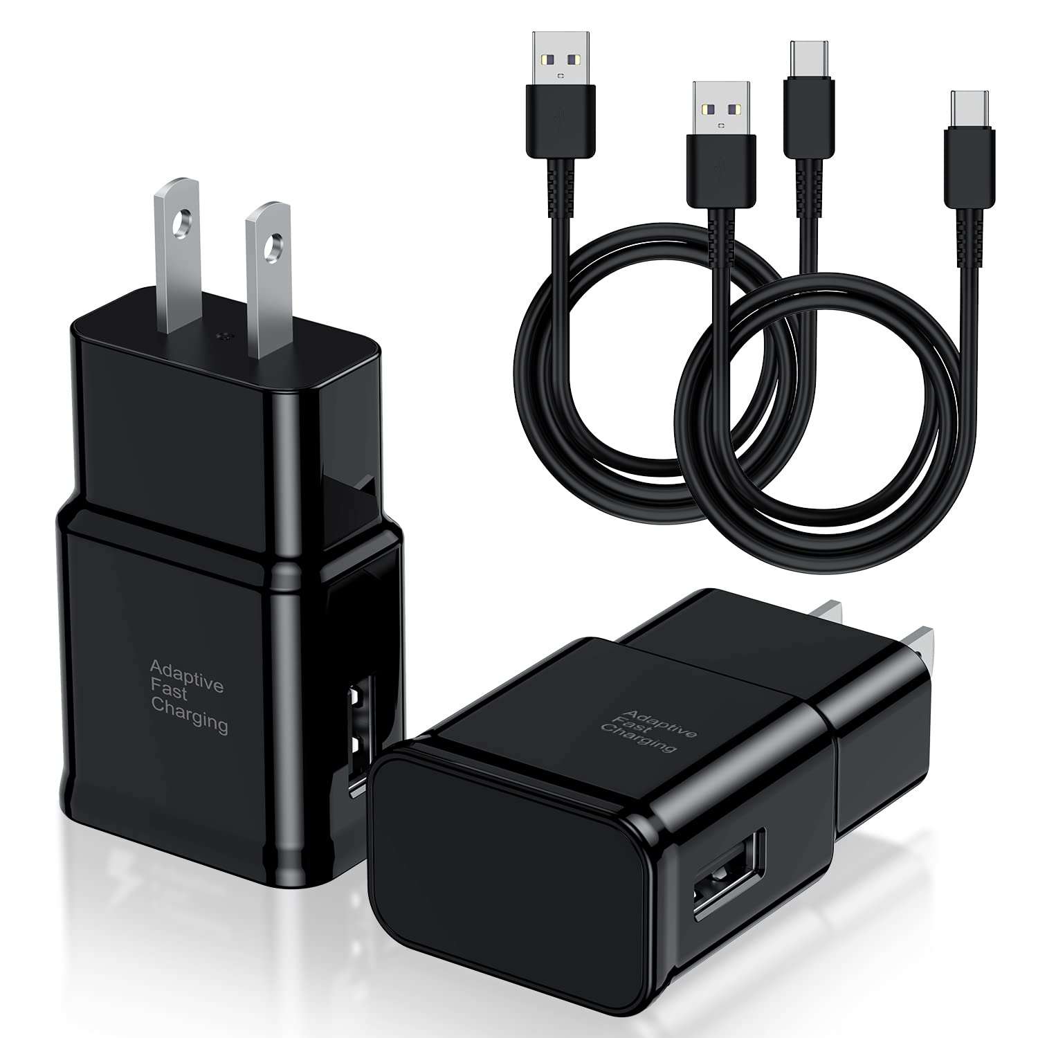 Type C Charger Fast Charging, 2 Pack USB C Android Phone Wall Charger Block & 6ft Charge Cable Cord, for Samsung Galaxy S8 / S9 / S10 Plus Active S10e, S20 / S21 Ultra Plus, Note 8 9 10, Pixel 3 etc - Image 1