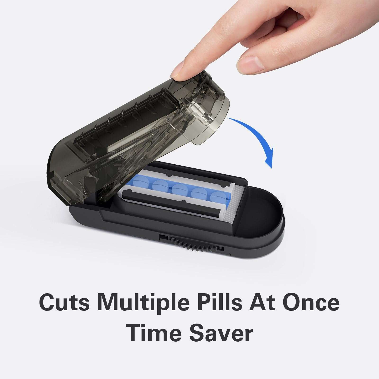 ONE PIX Pill Cutter Splitter for Small and Tiny Pills, Pill Cutter for Cutting Multiple Pills at a Time in Half, Pill Cutter for Small or Large Pills with Hidden Sharp Stainless Steel Blade, Grey - Image 2