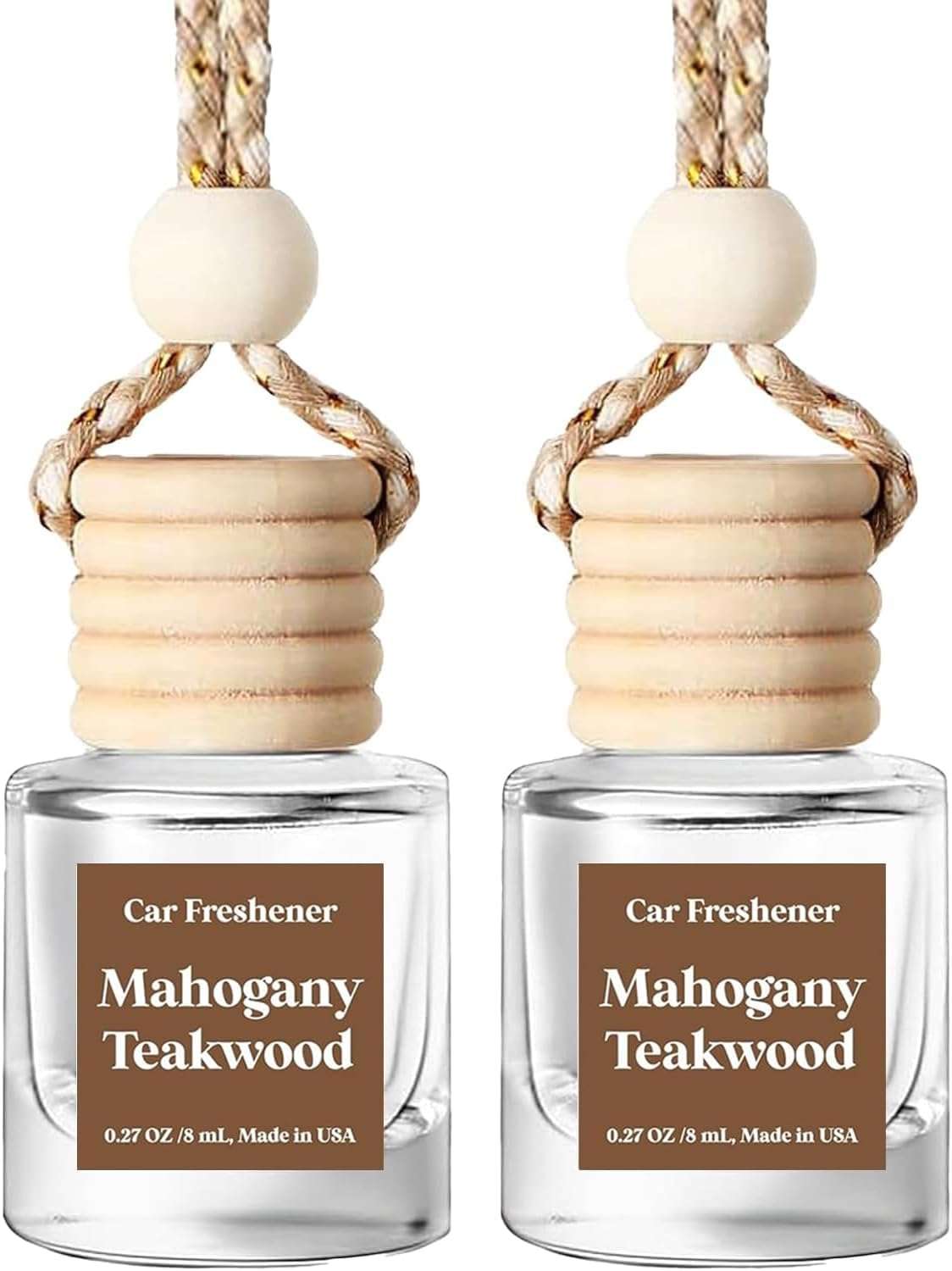 Car Air Freshener Hanging 2 Pack,Mahogany Teakwood Essential Oil Diffuser for Car, Car Air Freshener Cute, 45+ days Long Lasting Air Freshener for Car And Women, car accessories Made in USA - Image 1