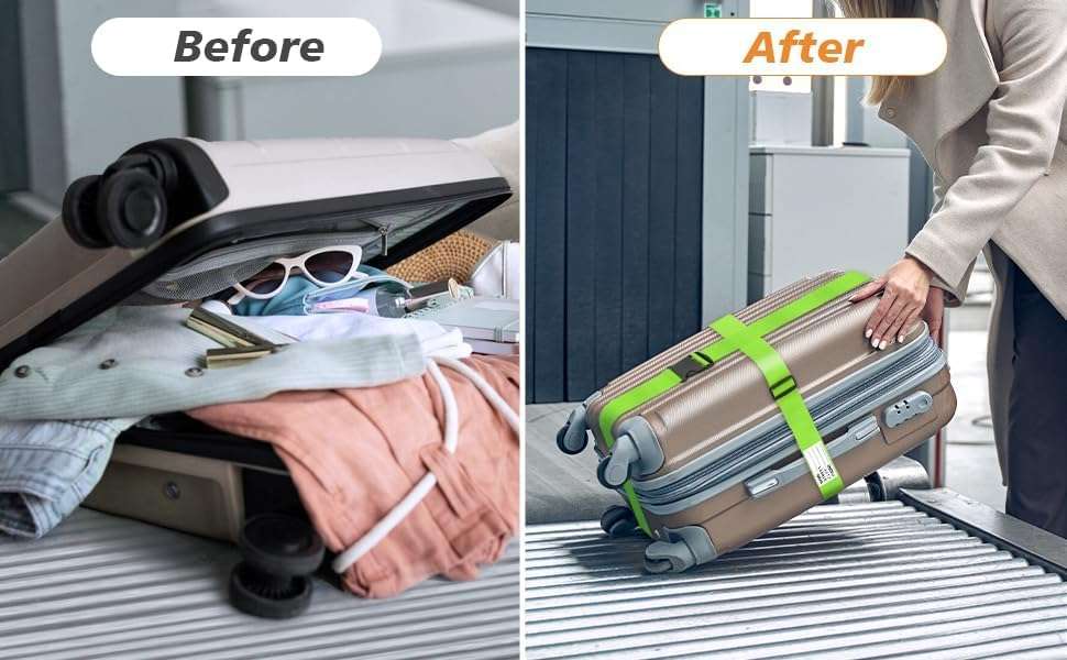 BILIONE Luggage Straps 88 inch Adjustable Suitcase Belt, Lockable Against Accidental Opening, Easy to Identify Travel Accessories, Add a Bag Connector Holds Suitcase Together (Energetic Green, 2) - Image 7