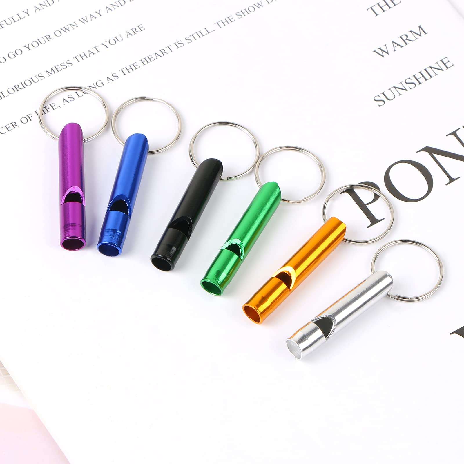 MIDELONG 12 pcs Emergency Whistle with Key Chain, Aluminum Extra Loud Safety Survival Whistle Keychain for Outdoor Sports Camping Hiking Boating Hunting, 6 Colors - Image 5