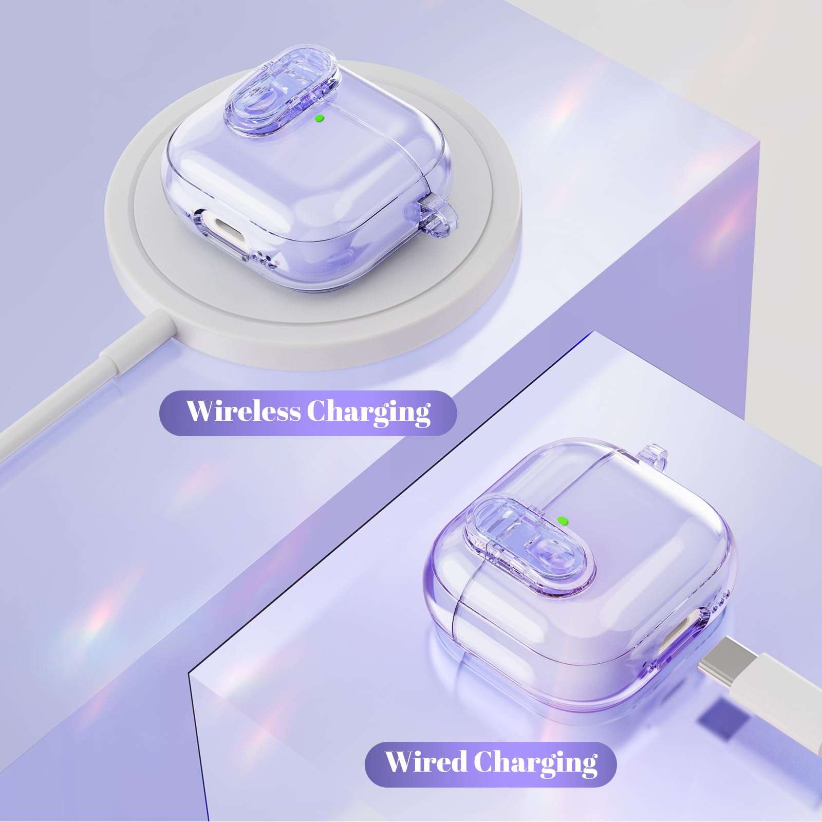 Clear Case with Safety Lock Compatible with AirPods 4 (2024) | Soft TPU Transparent | Women/Girl Design | Strawberries Keychain | 4th Generation Earbuds Case - Image 4