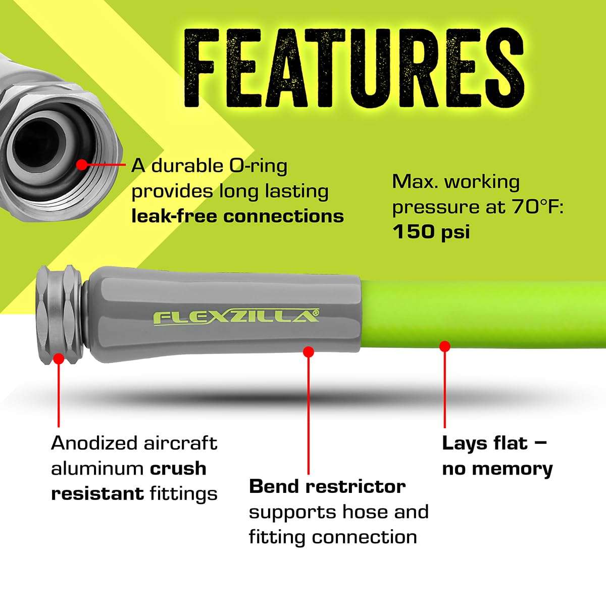 Flexzilla Garden Lead-in Hose 5/8 in. x 3 ft., Lightweight All-Weather Water Hose, Durable and Flexible, Leak-Free Connections - Image 5