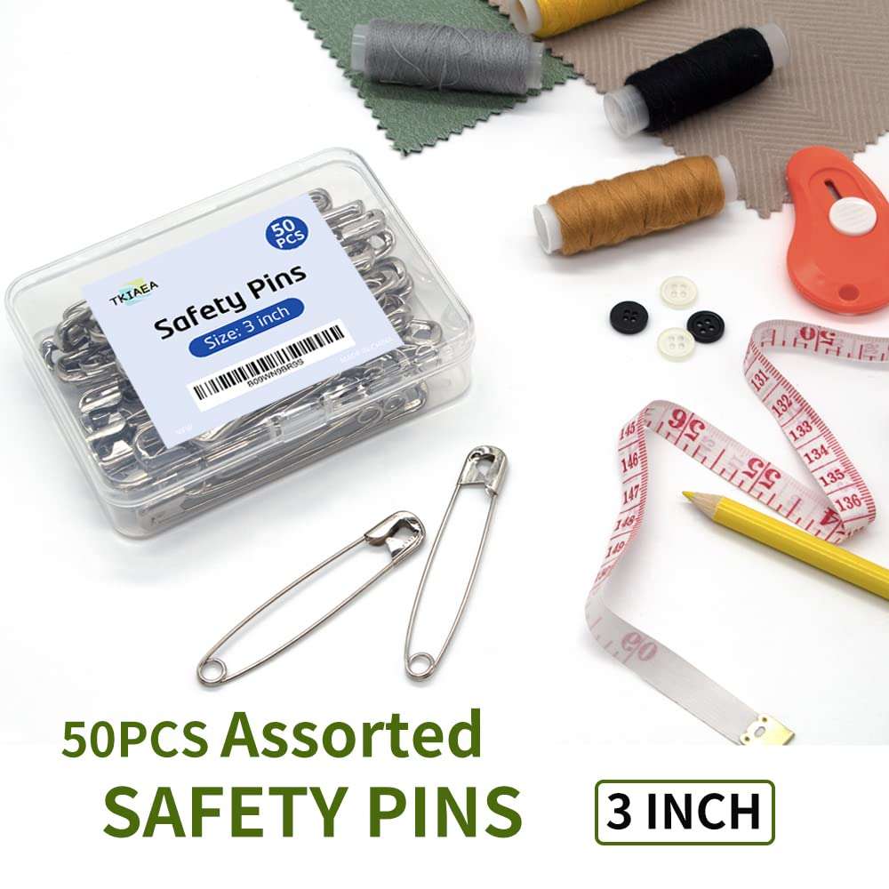 Tkiaea 3 Inches Large Safety Pins, Pack of 50, Big Heavy Duty Safety Pins for Brooch Making, Blankets, Crafts, Cloth Curtain (SP) - Image 5