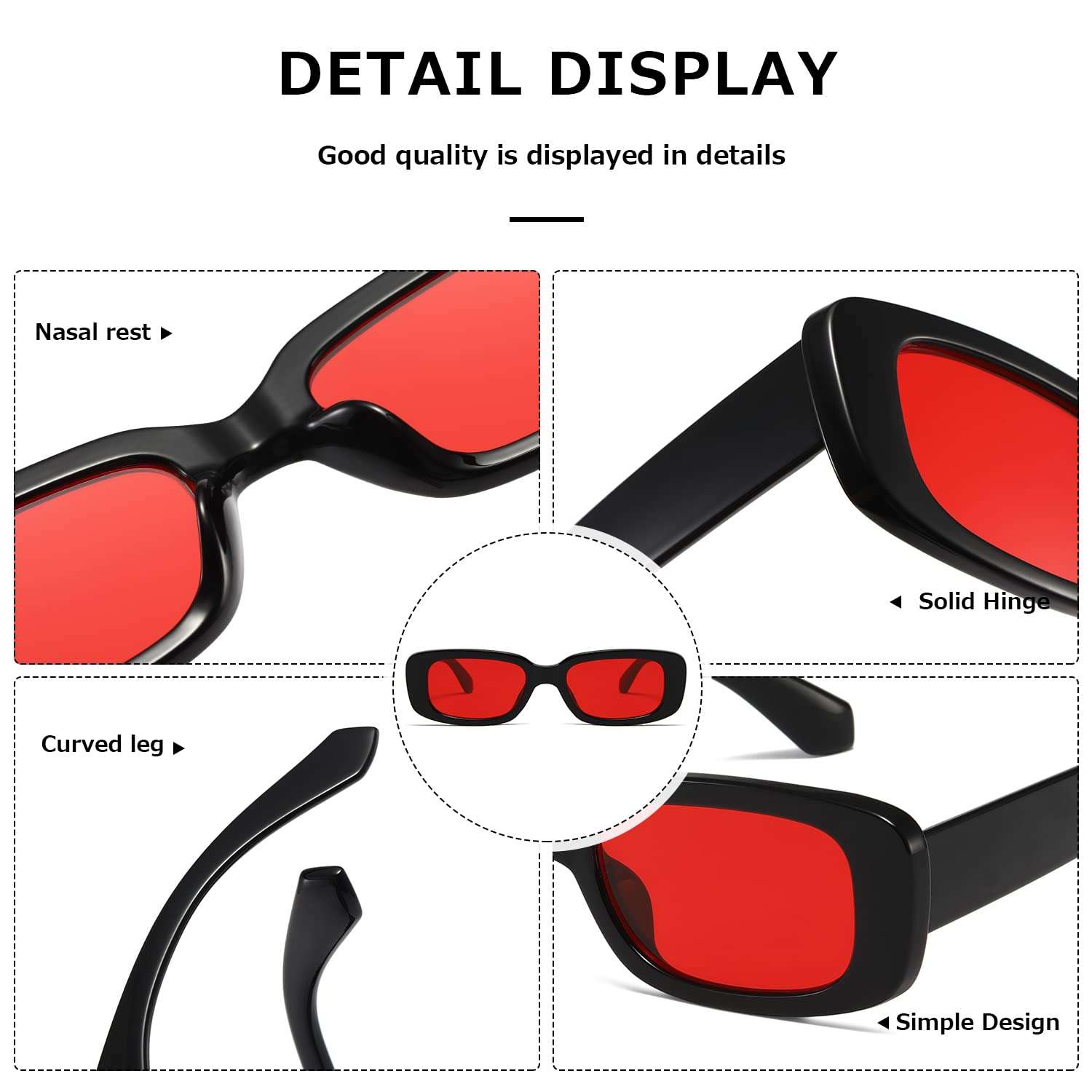 kimorn Rectangle Sunglasses for Women Men Trendy Retro Fashion Sun Glasses 90’s Vintage UV 400 Protection Square Frame K1200 - Image 6