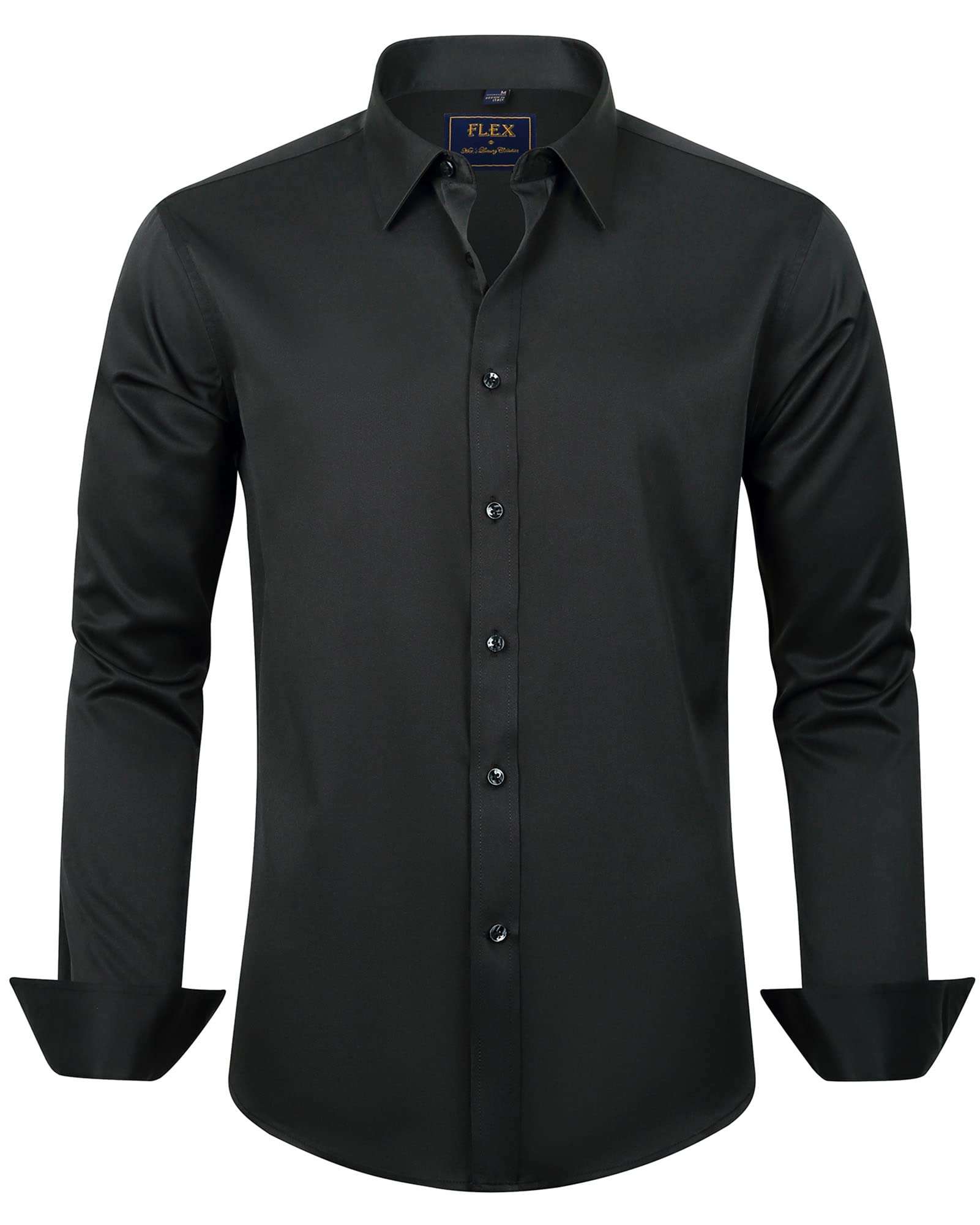 J.VER Men's Dress Shirts Solid Long Sleeve Stretch Wrinkle-Free Formal Shirt Business Casual Button Down Shirts - Image 1