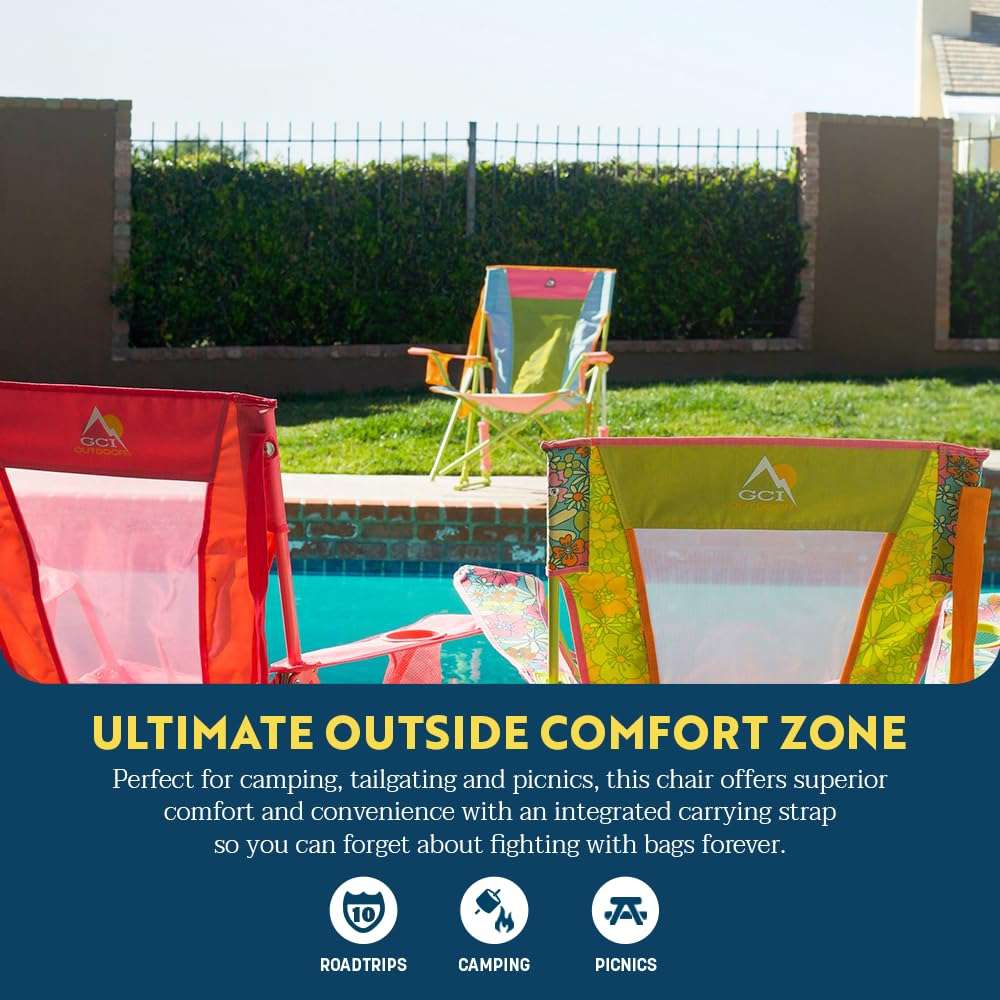 GCI Outdoor Comfort Pro Rocker Camping Chair | Portable Folding Rocking Chair with Durable Armrests & Drink Holder — Sweet Tea - Image 3