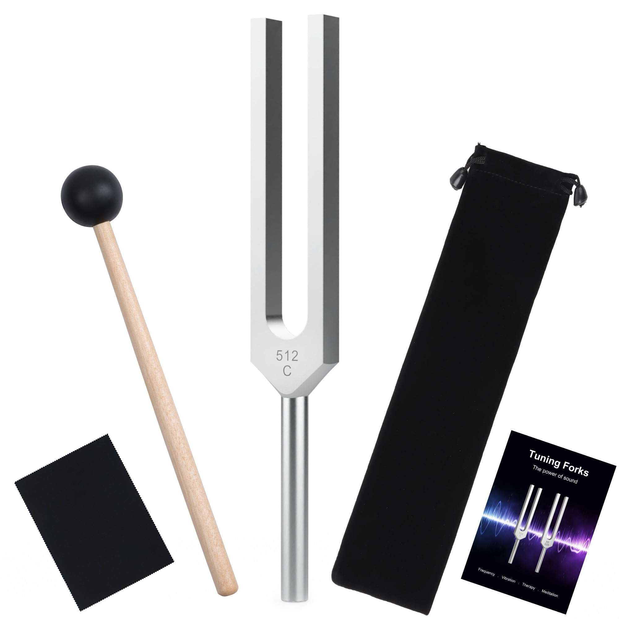 DiDiBirDi 512Hz Tuning Fork, Aluminum Alloy, Includes Silicone Hammer and Storage Bag for Yoga,Meditation,Relaxation - Image 1
