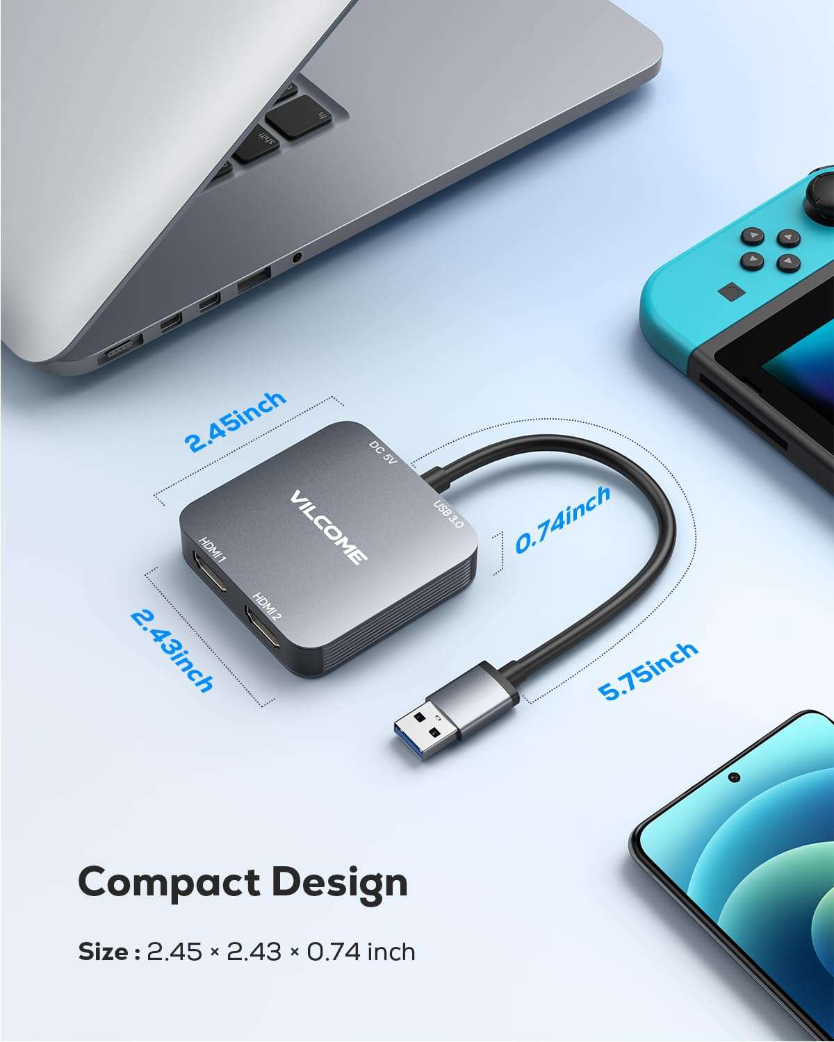 USB to HDMI Adapter, USB 3.0 to Dual HDMI Adapter with USB 3.0 Port, Audio Video Graphics Converter Cable for Laptop Monitor Desktop TV, Compatible with Mac OS, Windows - Image 7