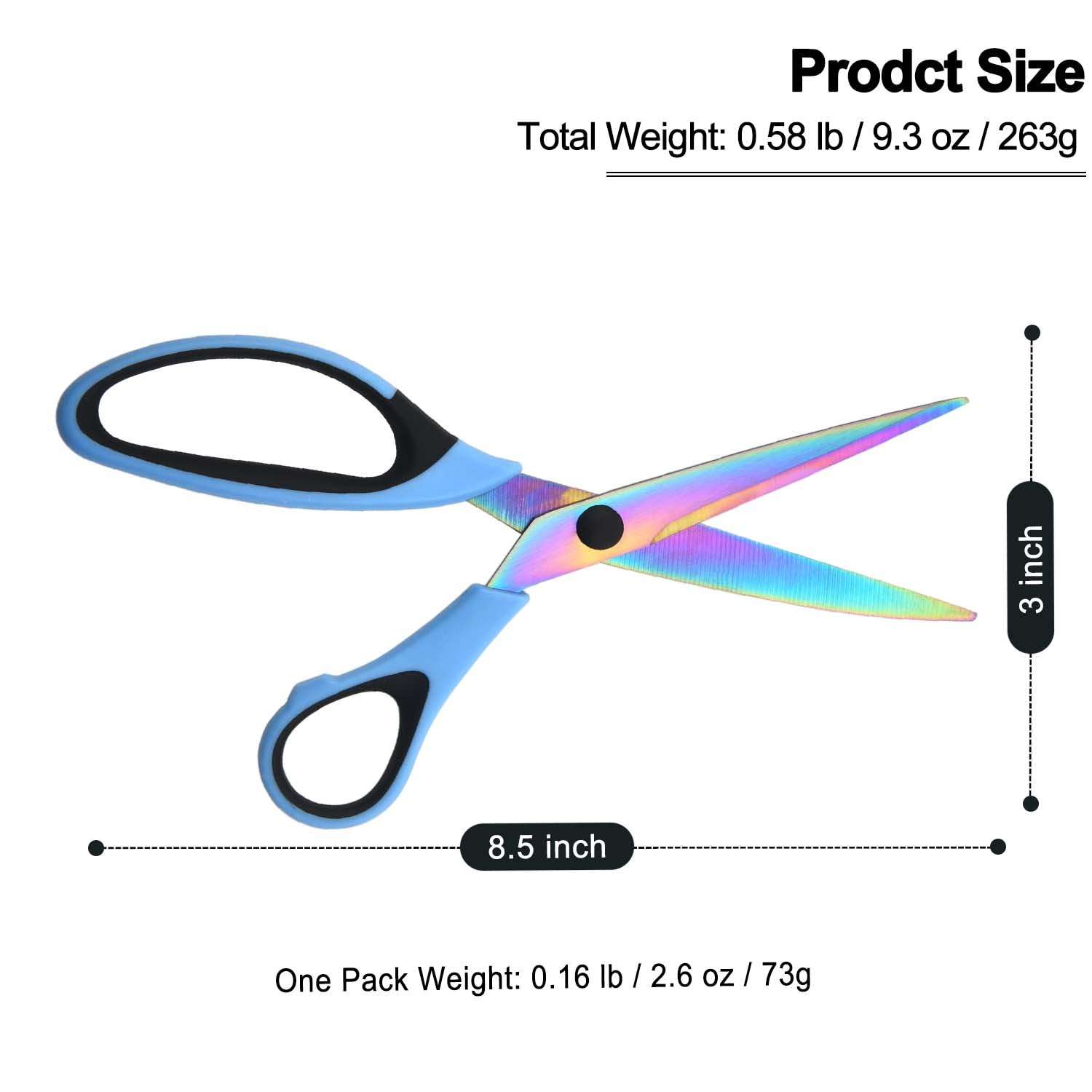 8.5" All-Purpose Scissors, 3-Pack Bulk Ultra Sharp Blade Shears, Comfort-Grip Sturdy Scissors for School, Office, Home, Sewing, Fabric, Craft Supplies, Right/Left Handed - Image 3