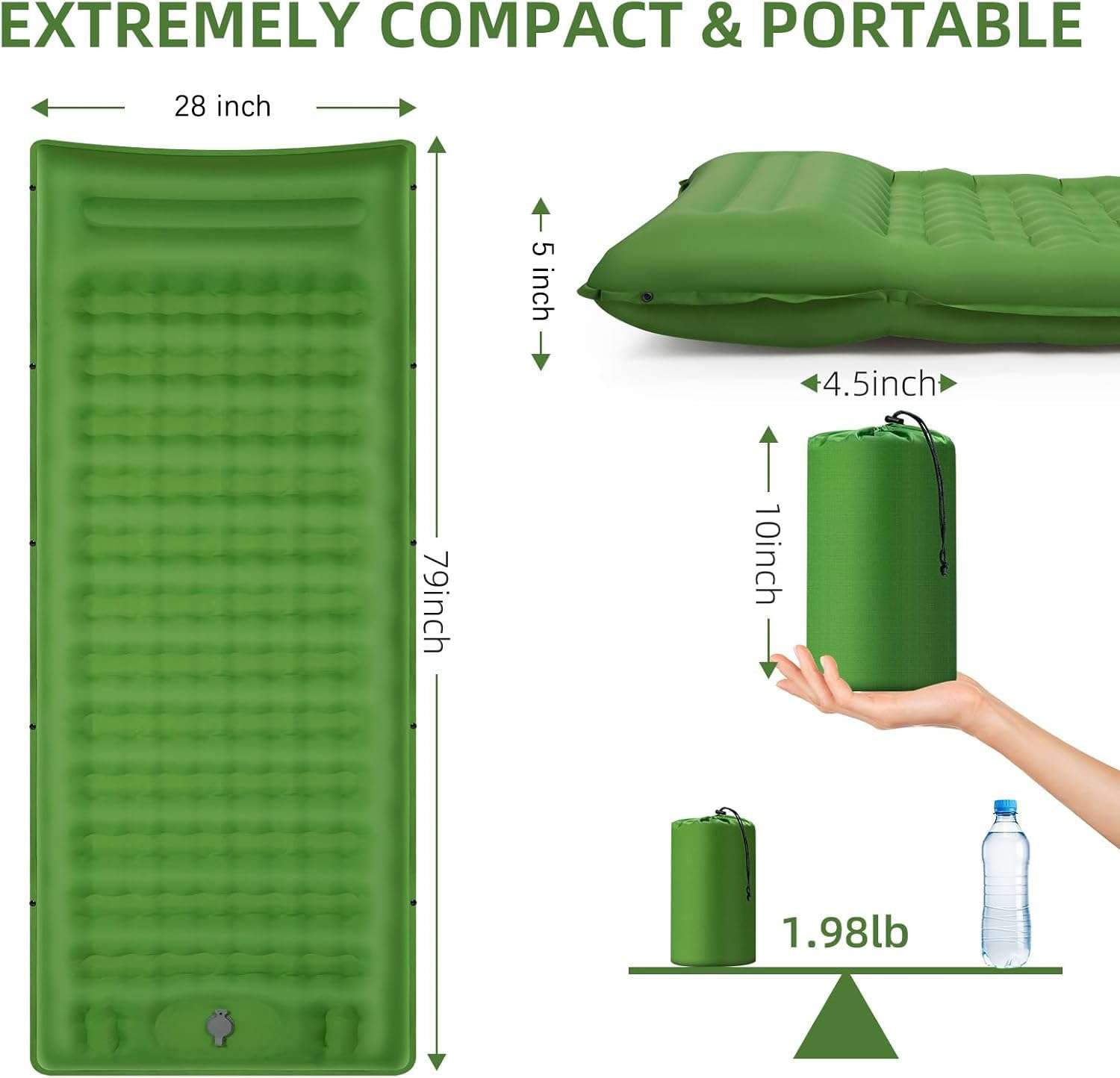 FNARMW Double Sleeping Pad Camping, Self Inflating 6'' Extra-Thick 2 Person Pillow Built-in Foot Pump Waterproof Inflatable Sleeping Mat Backpacking, Tent, Hiking, Portable Camping Pad - Image 7