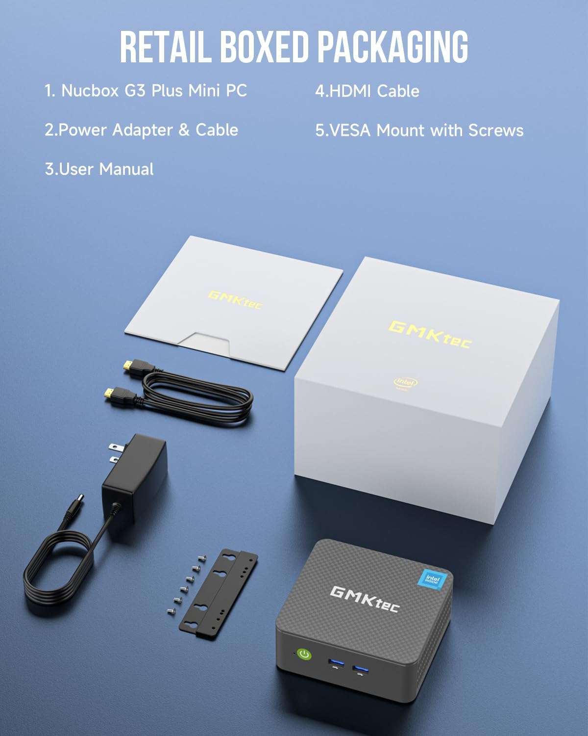 GMKtec Mini PC Intel N150 (Turbo 3.6GHz) 16GB DDR4 1TB PCIe M.2 NVMe SSD, Intel i226-V Desktop Computer 4K Dual HDMI Display/4x USB3.2/WiFi 6/BT5.2/RJ45 Ethernet Nucbox G3 Plus - Image 8