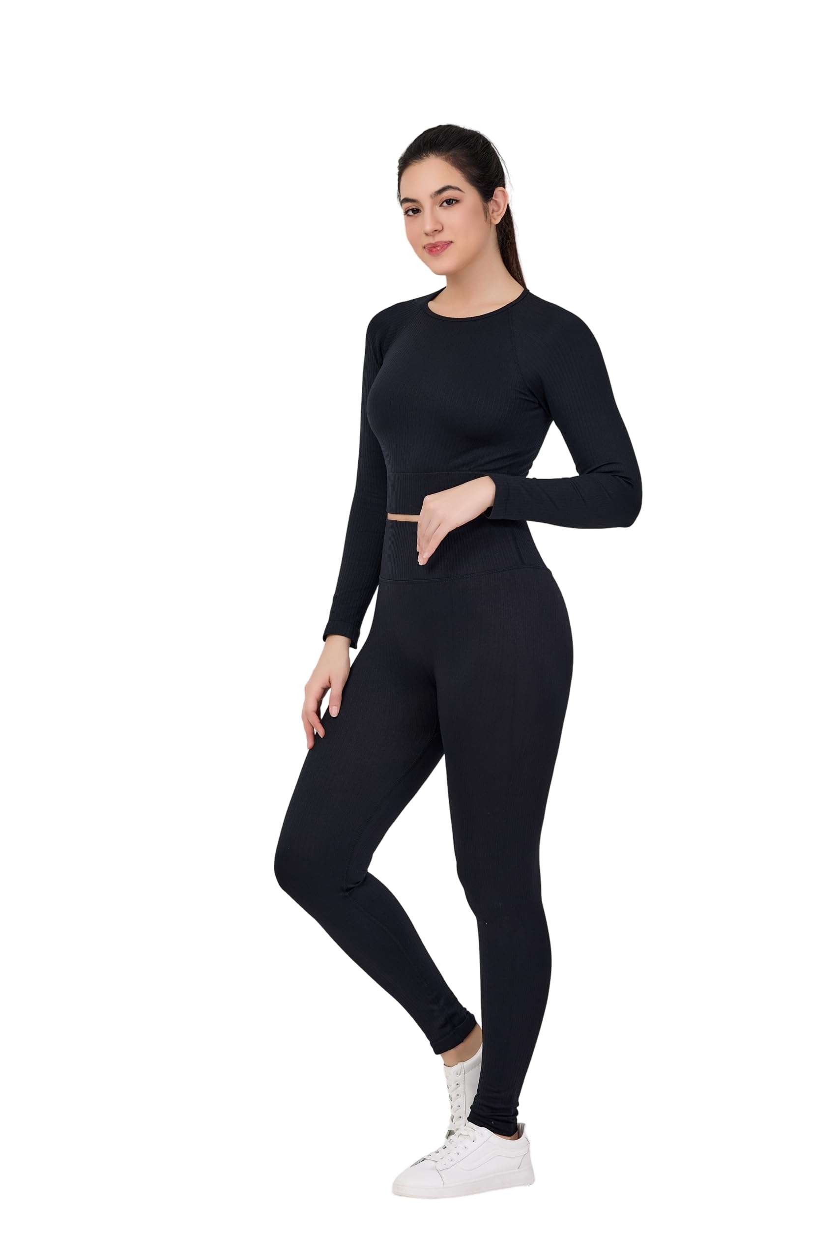 LILISEN Women's Long Sleeve Workout Set - Leggings Sets Women 2 Piece Outfits - Workout Set Long Sleeve - Image 5