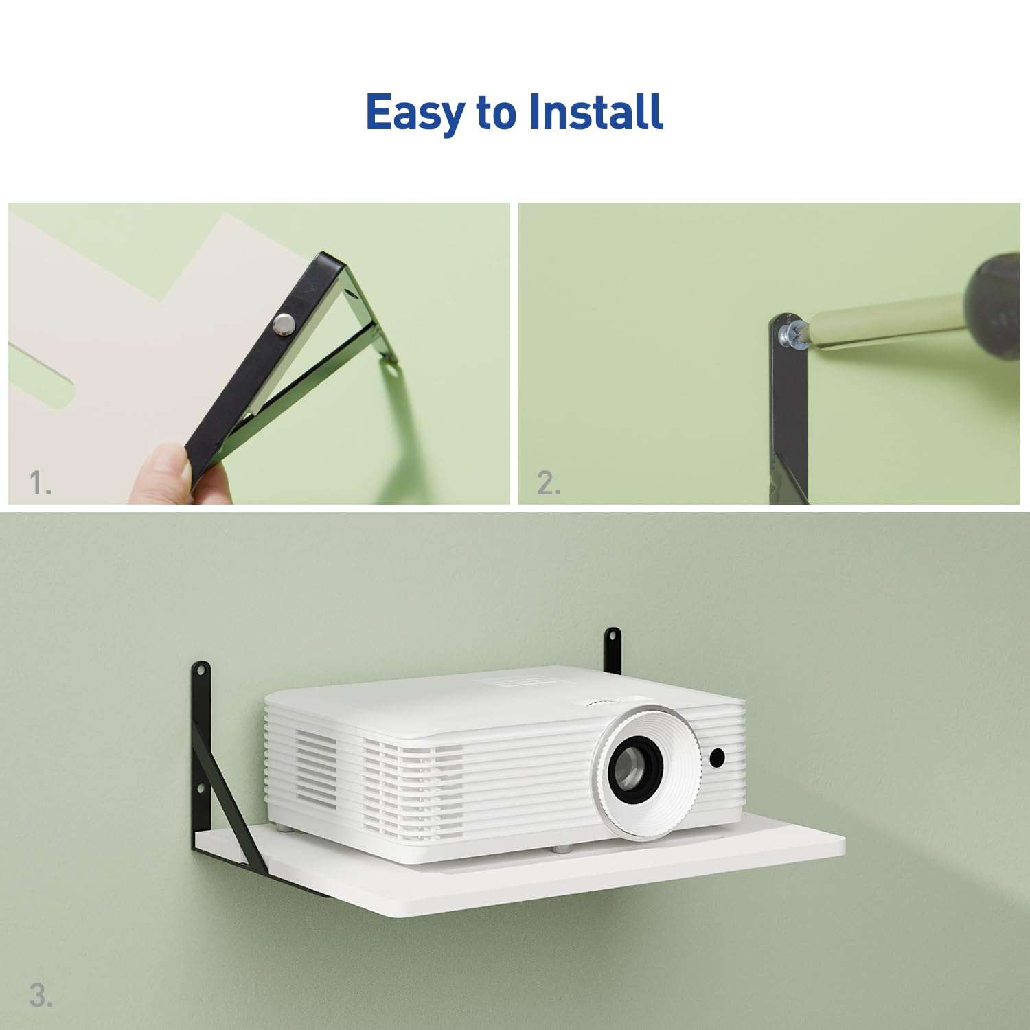 AREAJD Black White Small Mini Projector Shelf for Wall, Cable Box/Router Shelf,Floating Projector Mount, Holder Stand Accessories - Image 3