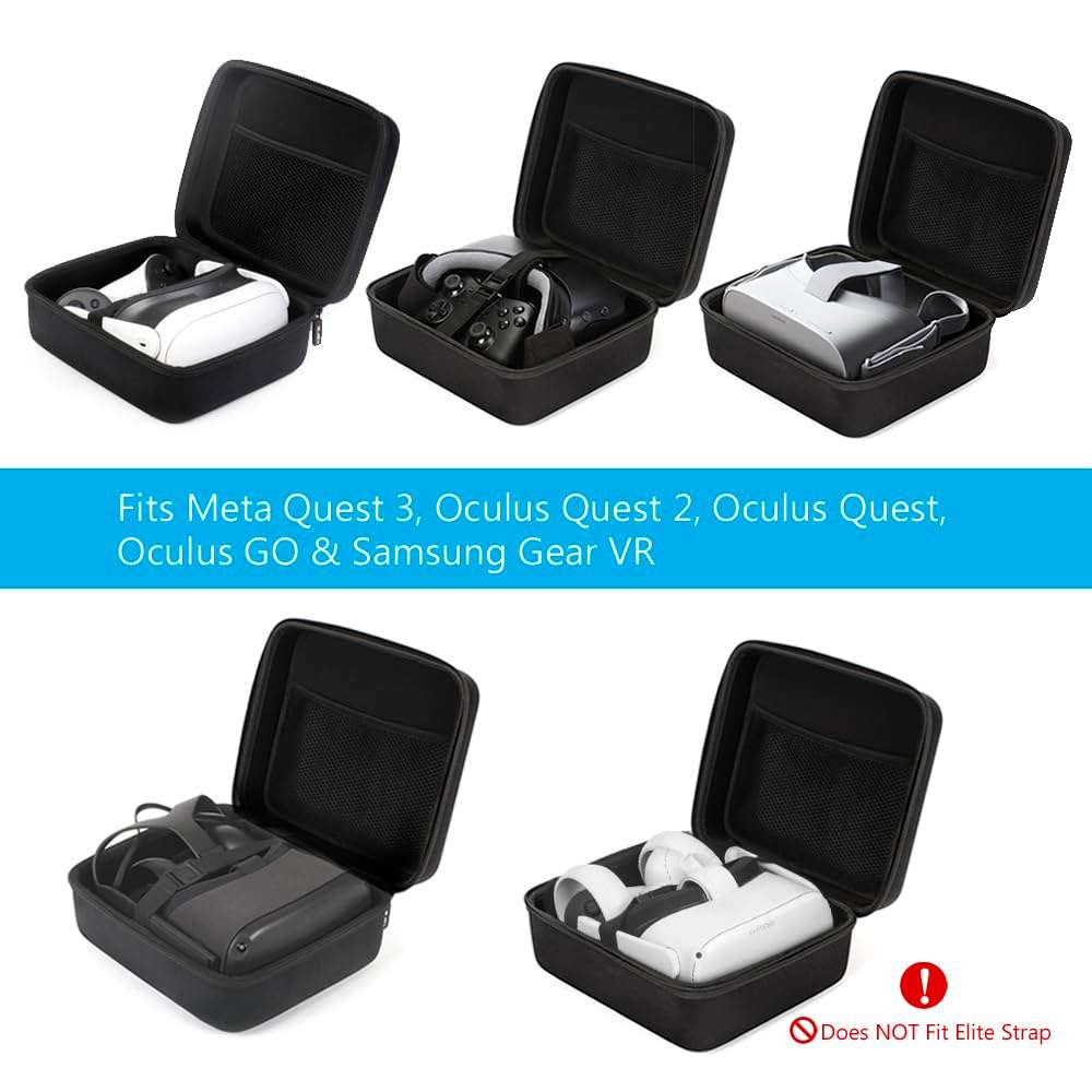 JSVER Hard Travel Storage Case For Meta Quest 3S Carrying Case for Oculus Quest 3S/ Quest 3/Quest 2/ Quest/Oculus Go/Samsung Gear Virtual Reality Headset Gamepad Game Controller Kit - Image 3