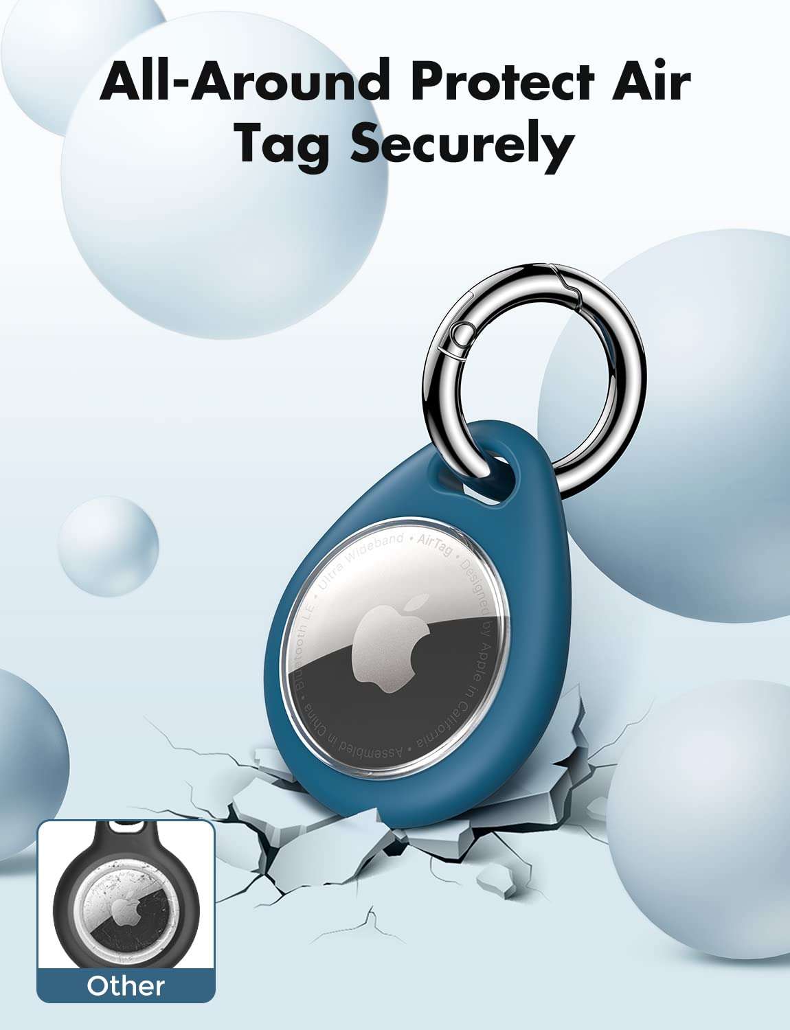 UNBREAKcable AirTag Holder for Apple - 4 Pack Air Tag Case [Fit Tightly Design] [Easy to Install] [Hold Securely] Waterproof TPU Protective Cover with Metal Keychain for Kids,Pet,Luggage,Backpack,Keys - Image 7