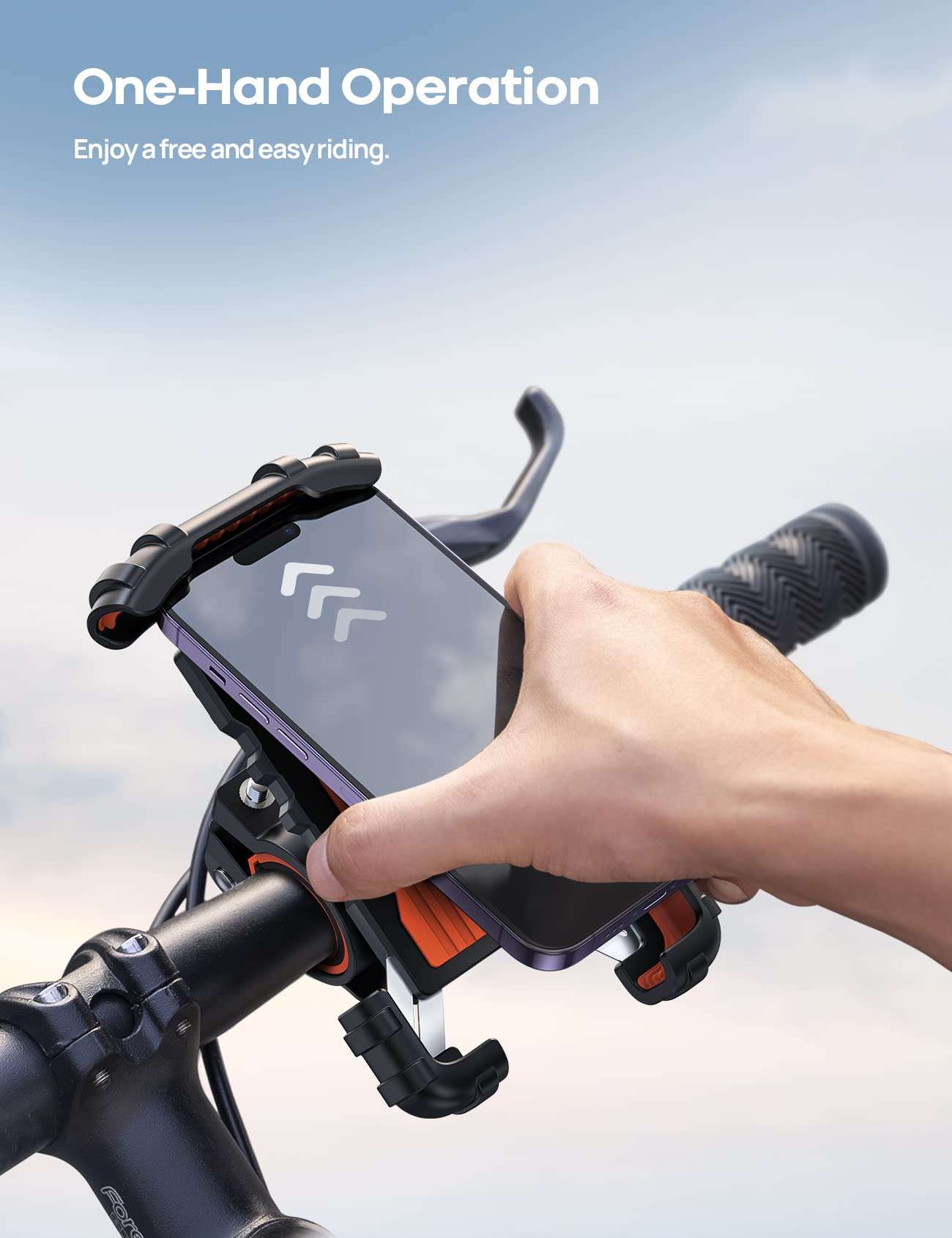 Lamicall Bike Phone Holder, Motorcycle Phone Mount - Motorcycle Handlebar Cell Phone Clamp, Scooter Phone Clip for iPhone 14 Plus/Pro Max, 13 Pro Max, S9, S10 and More 4.7" - 6.8" Smartphone, Orange - Image 2