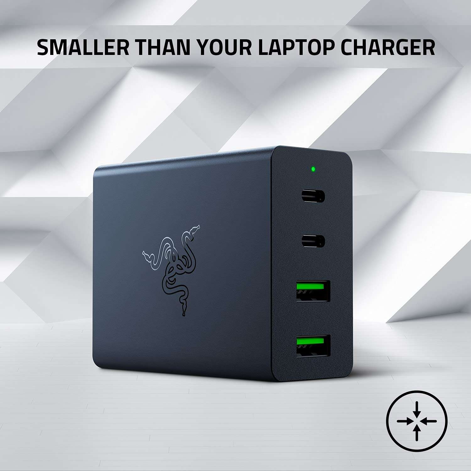 Razer USB-C 130W GaN Charger: 4 Ports - Super Fast Charging for Laptops, MacBook, iPad, iPhone, Samsung Galaxy - Charge Multiple Devices - Compact & Travel Ready - International Plugs Included - Black - Image 2