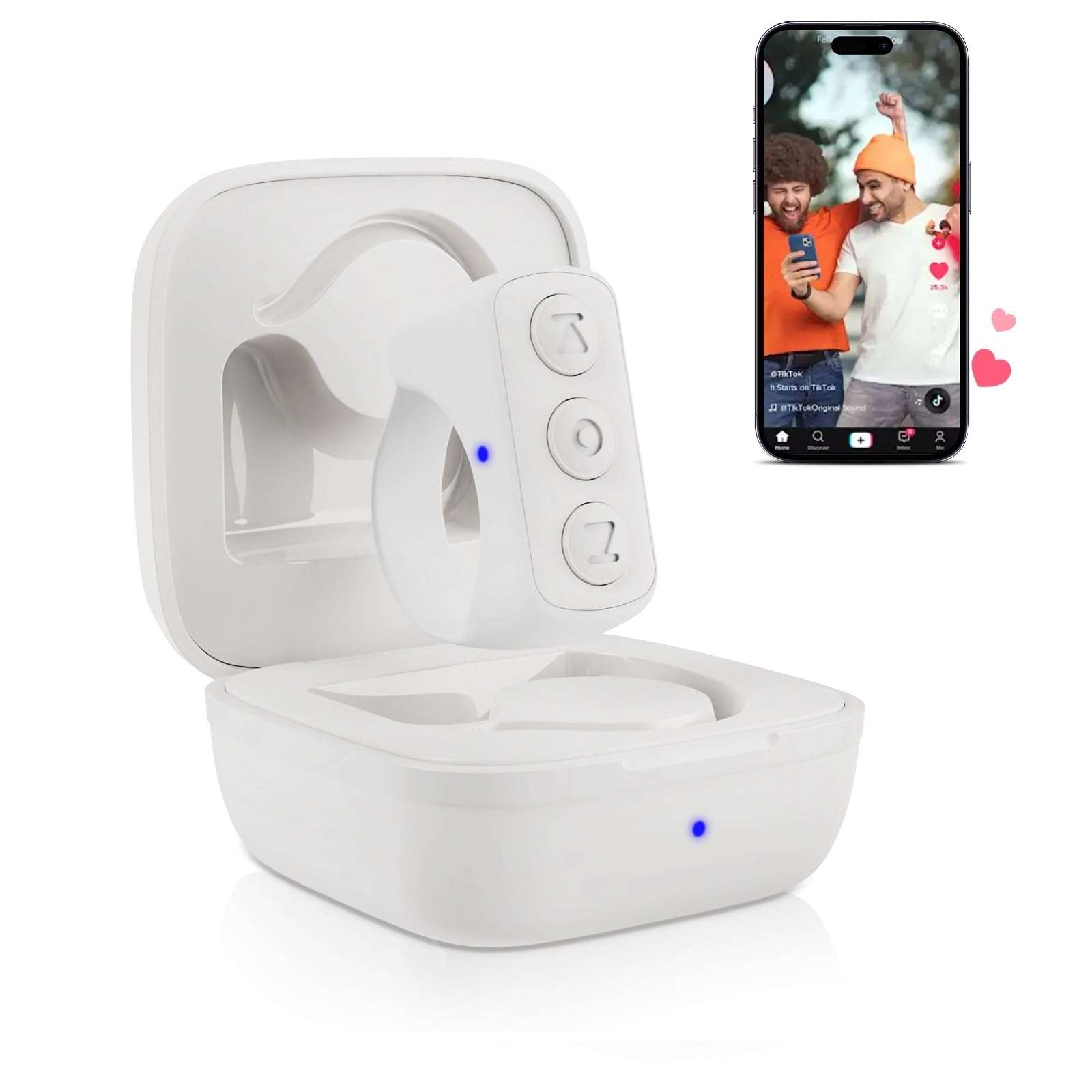 GUVOHUT TikTok Remote Control for TikTok, TikTok Scrolling Ring, Bluetooth Page Turner for iPad/Kindle App/iPhone/Android (White) - Image 1