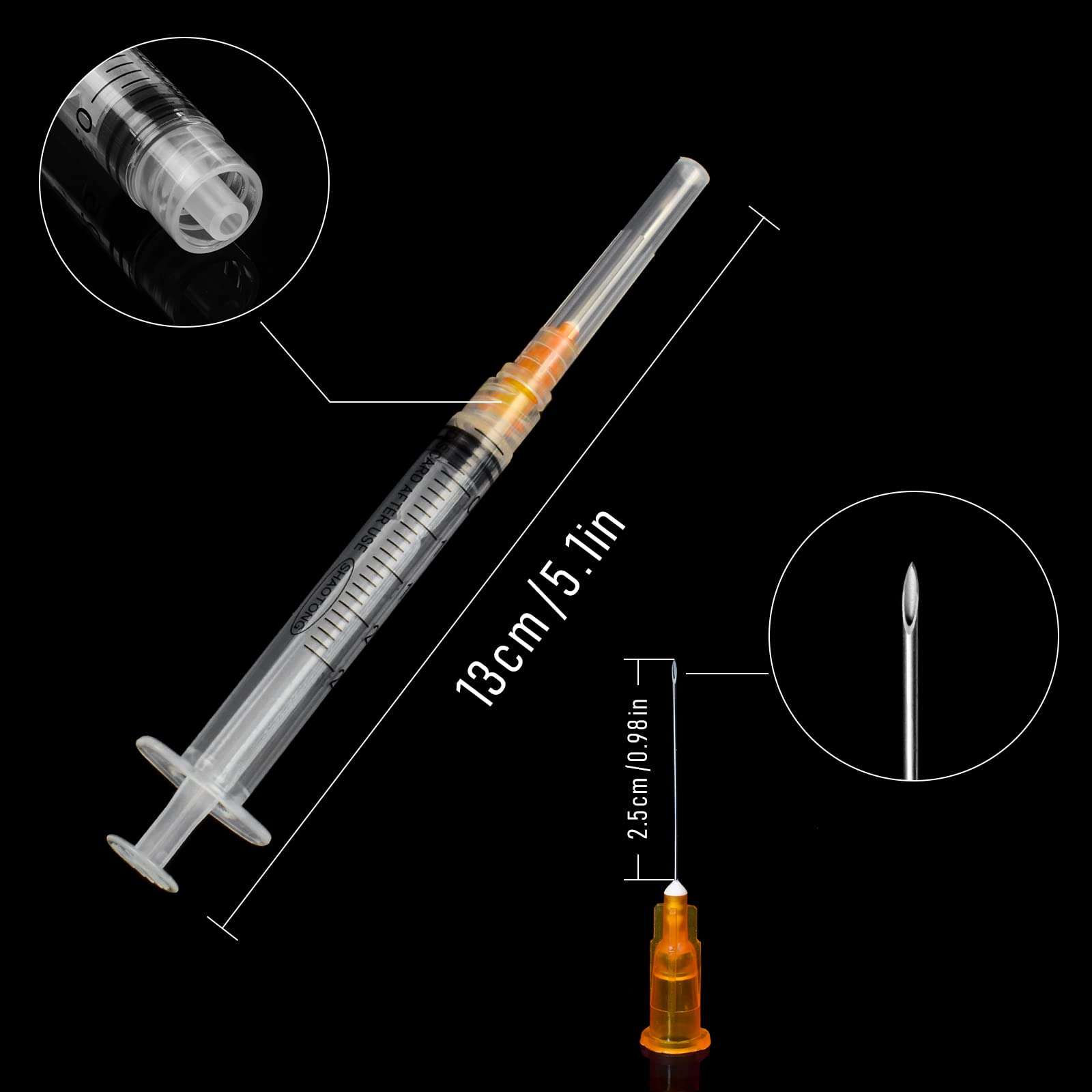 Gesanghua 100 Pack 2.5ml with 25 Gauge 1 Inch Luer Lock syring, Individually Wrapped - Image 2