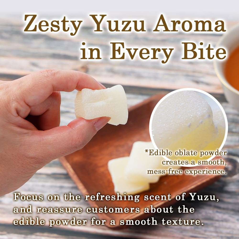 TOMOSAN Yuzu Mochi Candy, Traditional Japanese Citrus Sweets with Yuzu Paste, Soft & Chewy (300g / 10.58oz) - Image 6