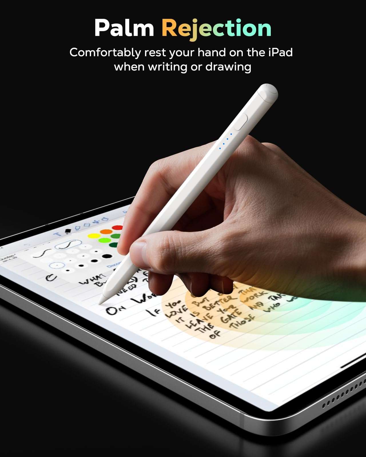 MoKo Pencil for iPad (A16) 11th 10th Gen, Stylus Pen for 2018-2025 Apple iPad 11/10/9/8/7/6/A16, Mini 7/6/5, Air M3/M2 11"/13"/5/4/3, Pro M4 13"/12.9"/11" Tilt Sensitivity, USB-C Fast Charging,White - Image 4