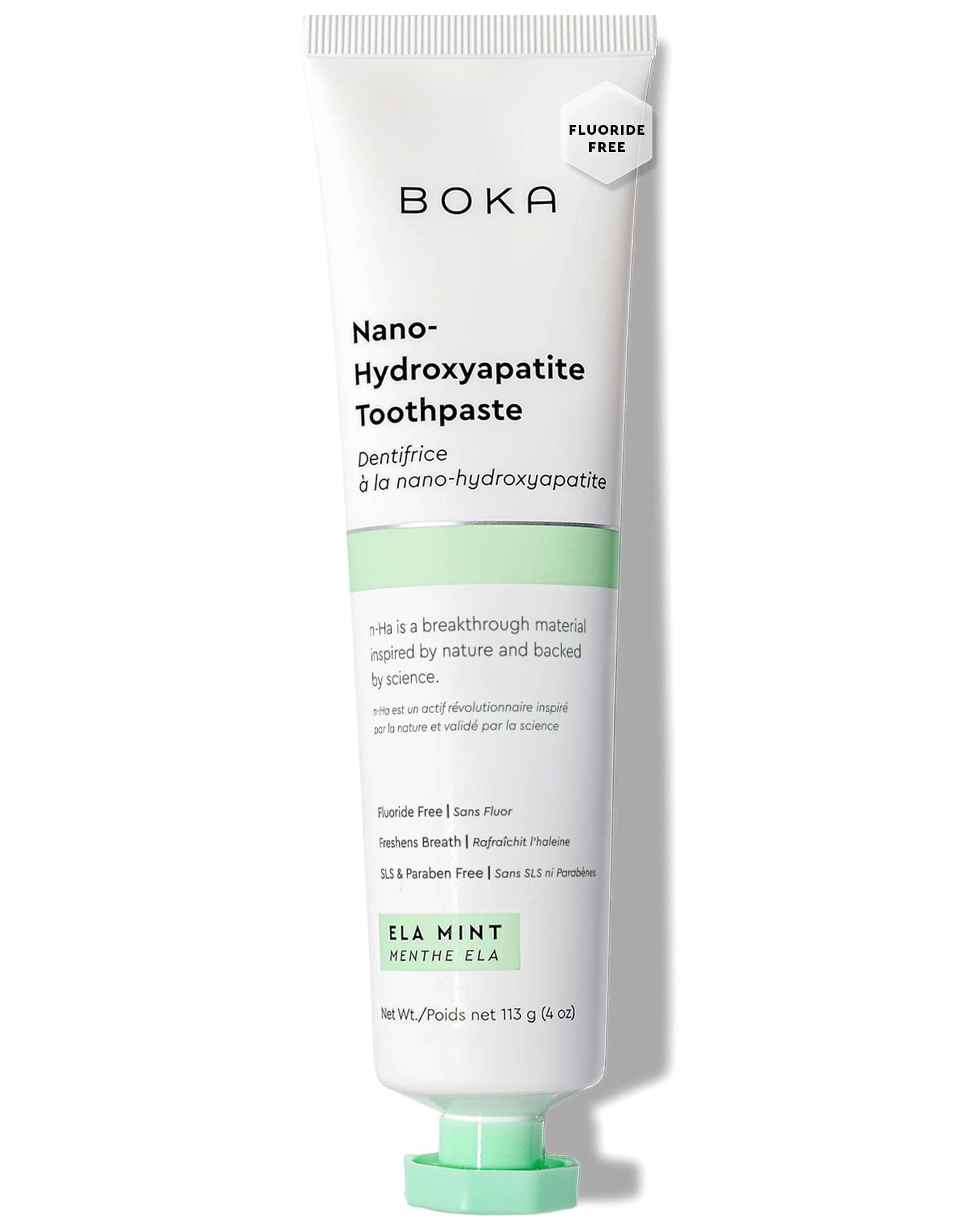 Boka Fluoride Free Toothpaste, Nano Hydroxyapatite Toothpaste, Appropriate for Sensitive Teeth - for Adult, Kids Oral Care - Ela Mint Flavor, 4 Fl Oz 1Pk US Manufactured - Image 1
