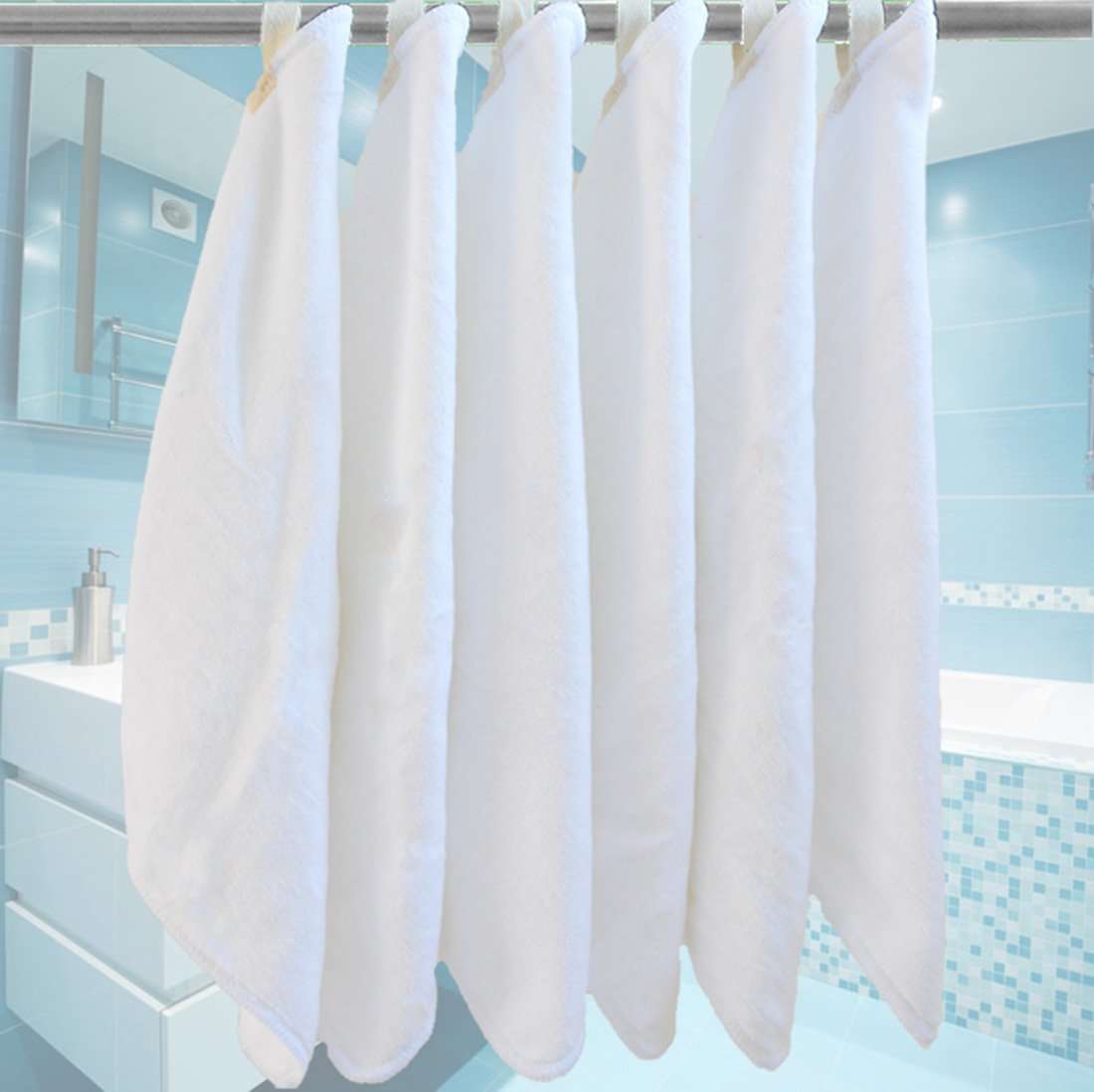 SINLAND Microfiber Facial Cloths Fast Drying Washcloth 12inch x 12inch White 6 pack - Image 2
