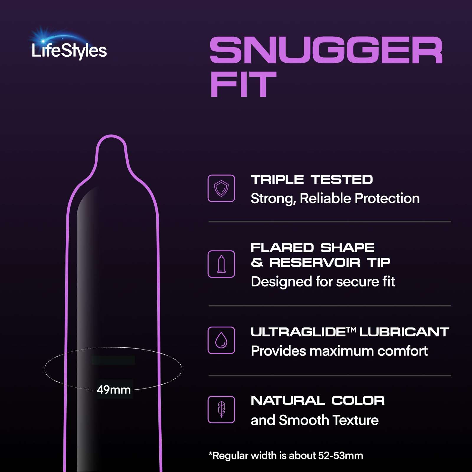 Lifestyles Snugger Fit Natural Rubber and Lubricated Latex Condoms Value Pack, 25 Count, 1 Pack, Triple Tested for Best Protection, Made with UltraGlide Silicone Lube - Image 5
