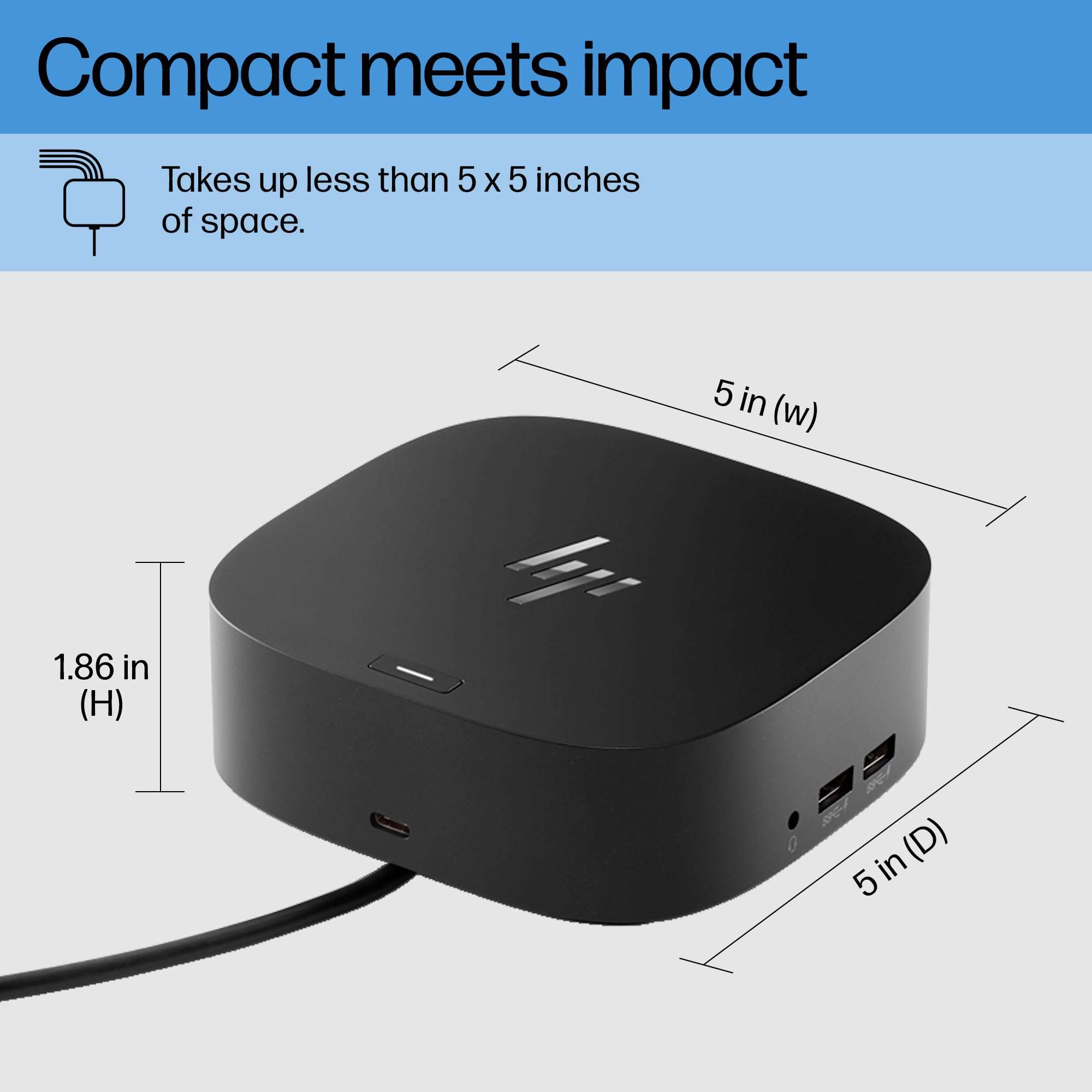 HP USB-C Dock G5-11-in-1 Adapter for Both USB-C and Thunderbolt-Enabled Laptops, PCs, & Notebooks - Single Cable for Charging, Networking, or Data Transfers - Great for Secure & Remote Management - Image 3