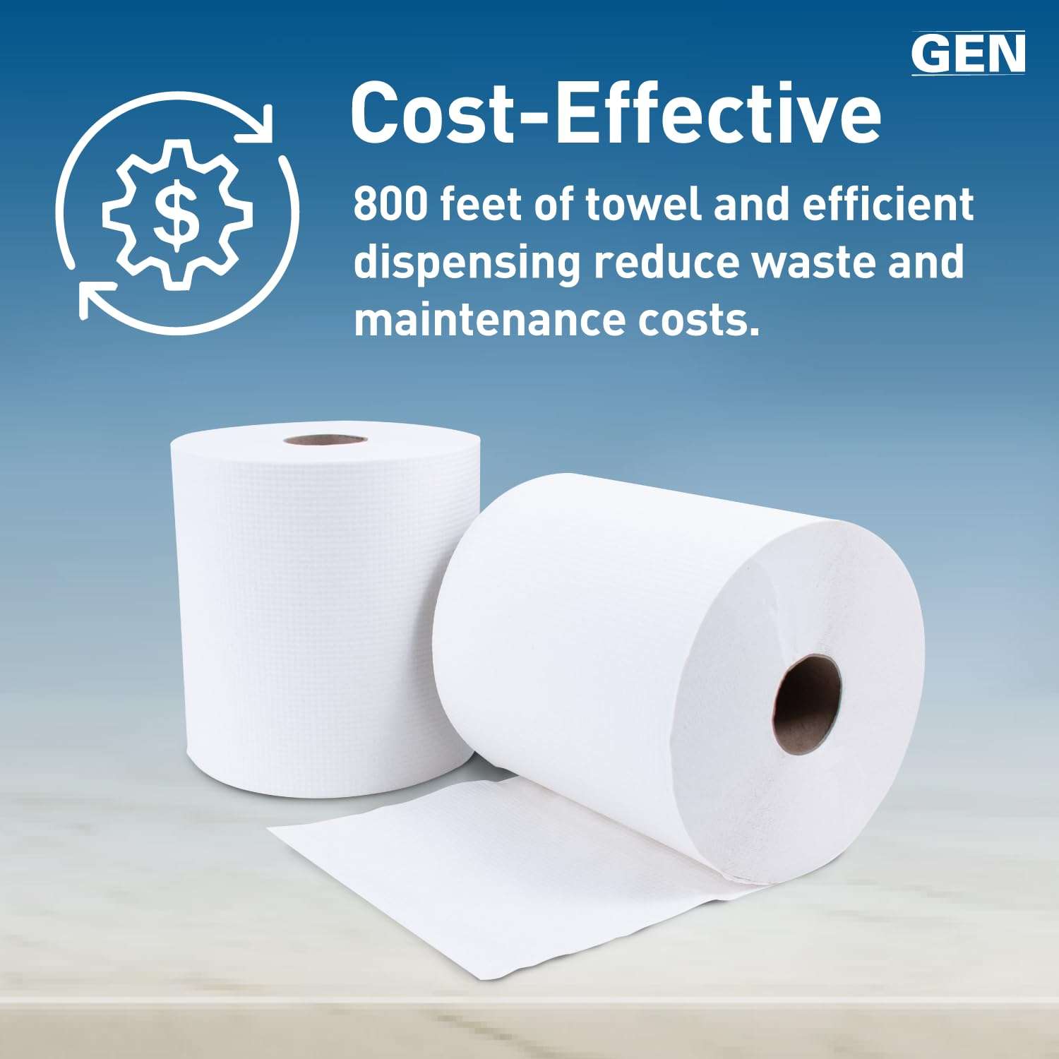GEN Hardwound Roll Towels - White, 8-Inch x 800 ft, 6 Rolls/Carton - Image 6