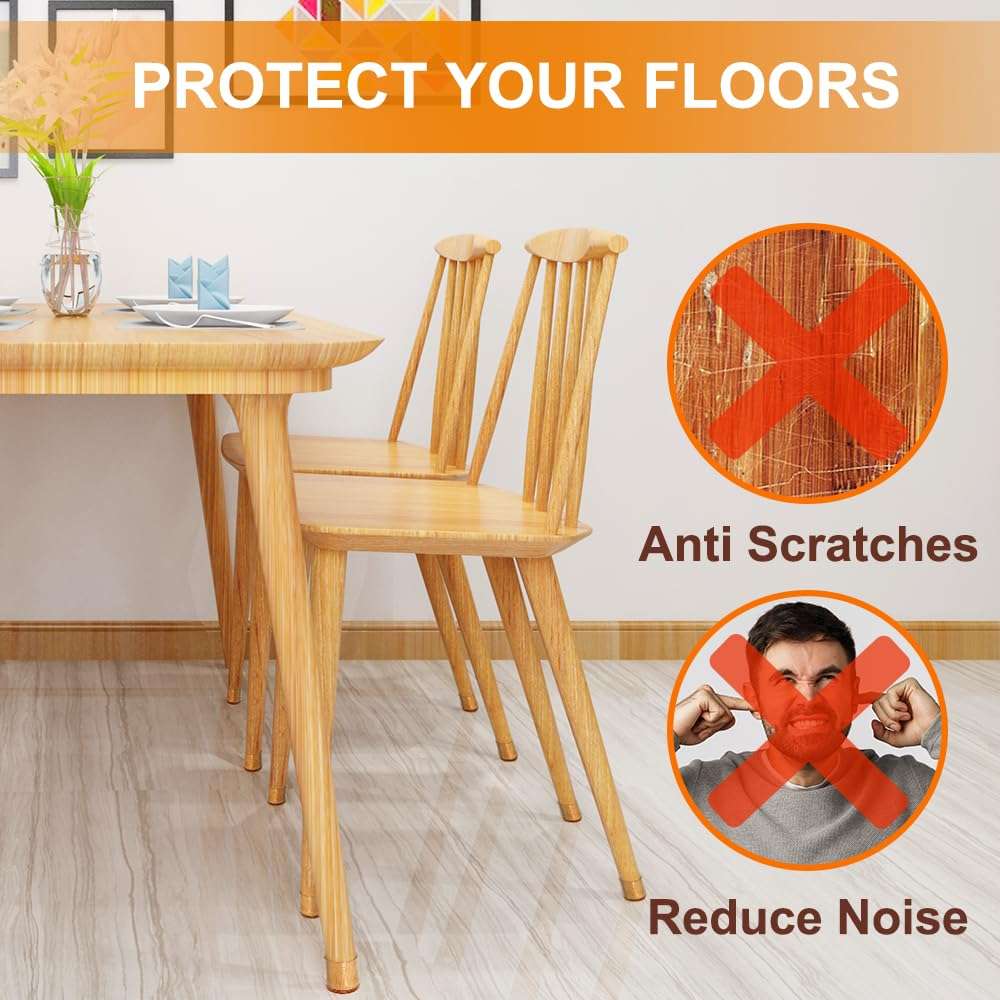 24 Pcs Chair Leg Floor Protectors for Hardwood Floors Silicone Covers to Protect Wood Tile Floors Felt Pads Furniture Leg Caps Anti-Scratch Reduce Noise (Fit:1.3"-2") - Image 4