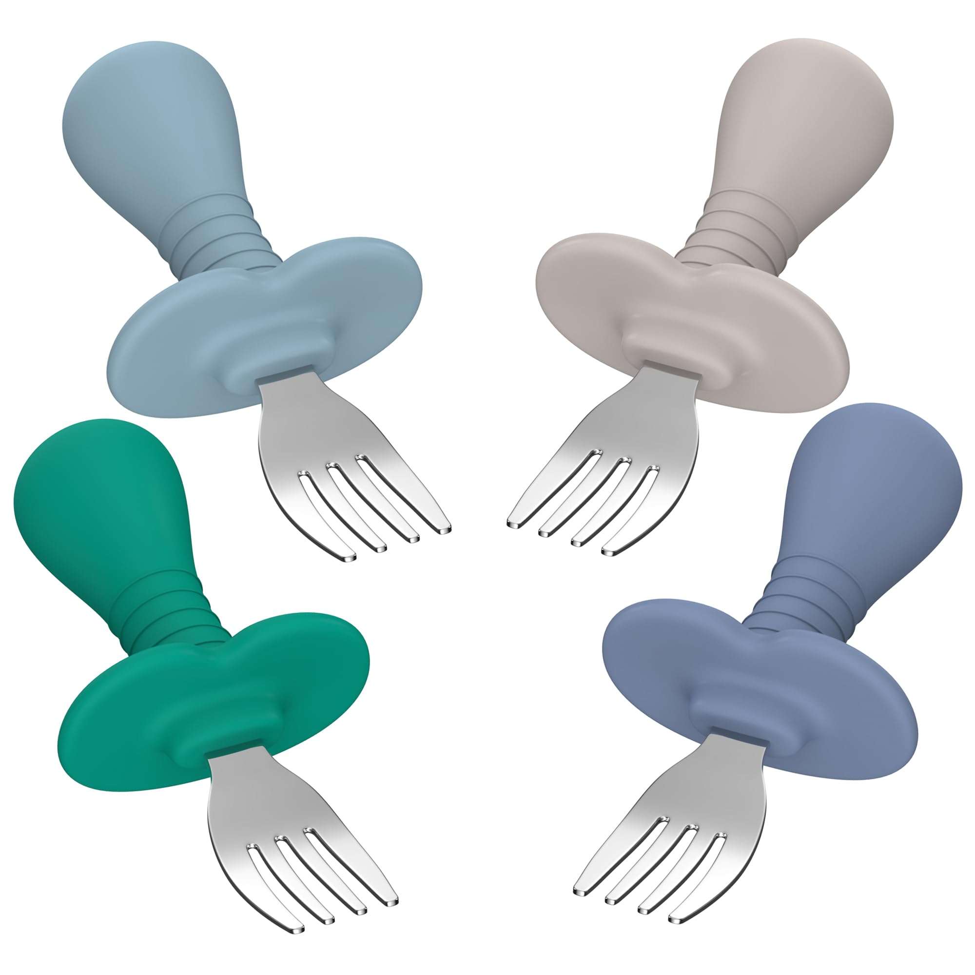 4Pcs Toddler Forks Baby Forks Set - Self-Feeding Utensils with Soft-Silicone Handles, 18/8 Stainless Steel, Anti-Choke & BPA-Free Cutlery Set - Image 1