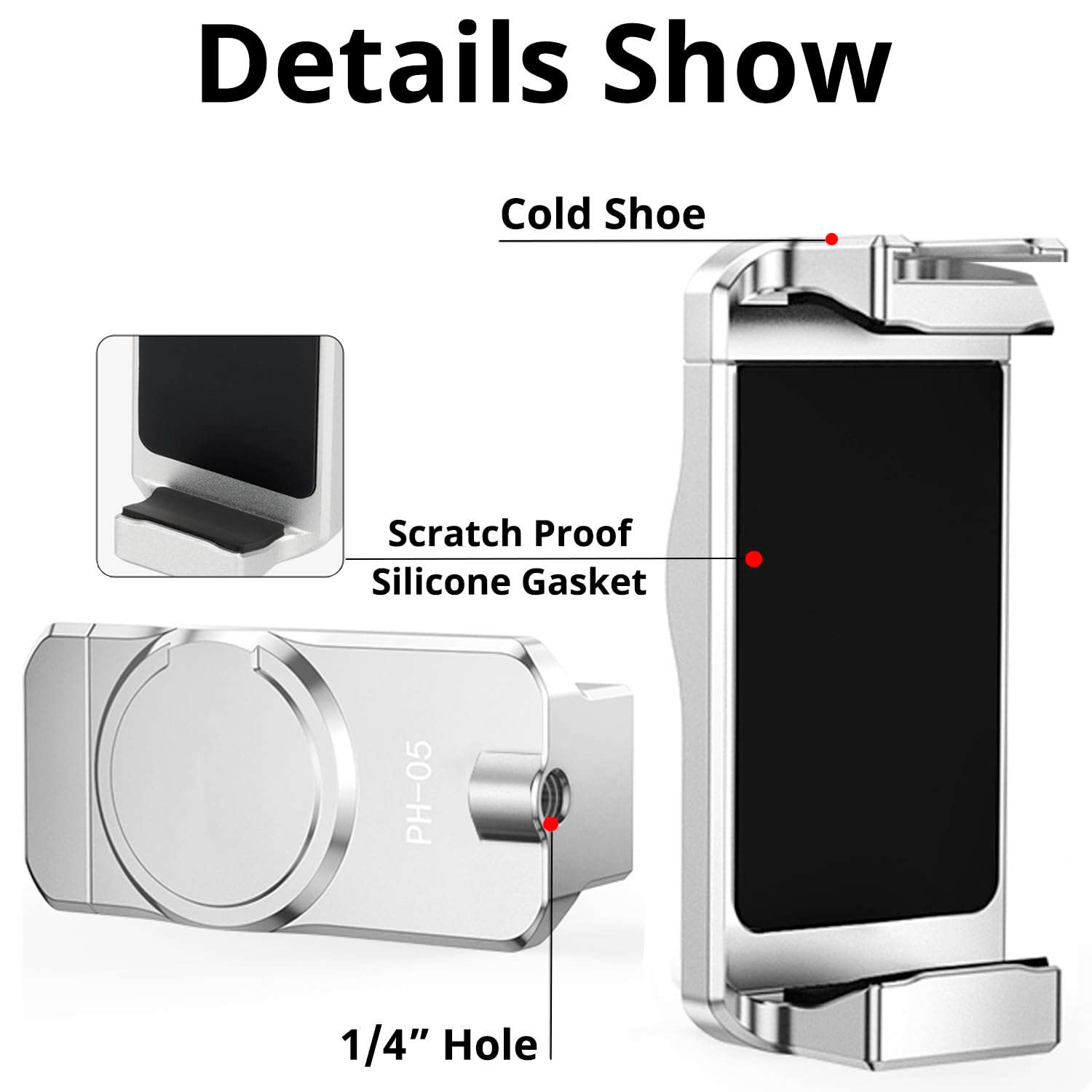 HAFOKO OM6 Metal Magnetic Phone Holder with Cold Shoe for Microphone Smartphone Tripod Mount Compatible for DJI OM 6 /OM 5/OM 4 Smartphone Handheld Gimbal Stabilizer Accessories - Image 5