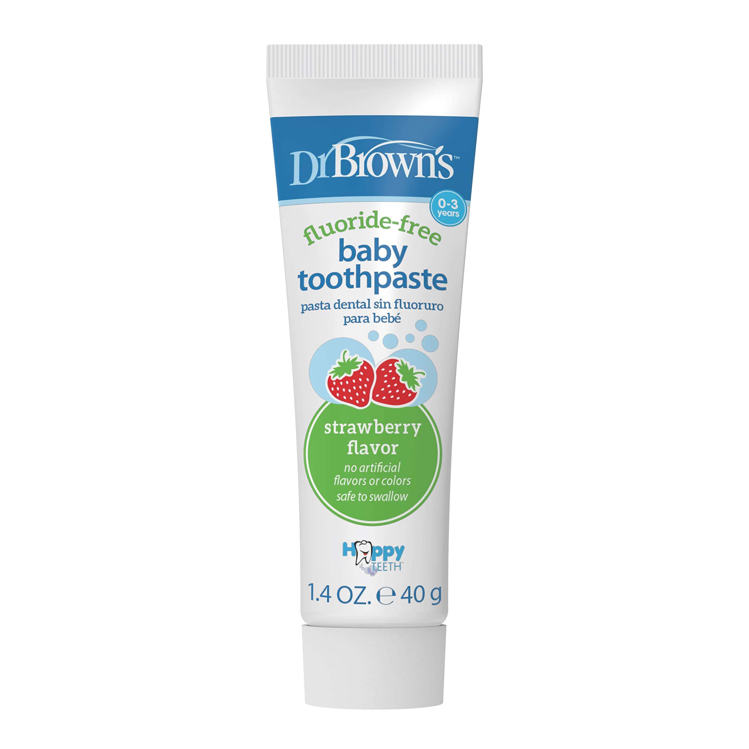 Dr. Brown's Fluoride-Free Baby Toothpaste, Infant & Toddler Oral Care, Strawberry, 1-Pack, 1.4oz/40g, 0-3 years - Image 1